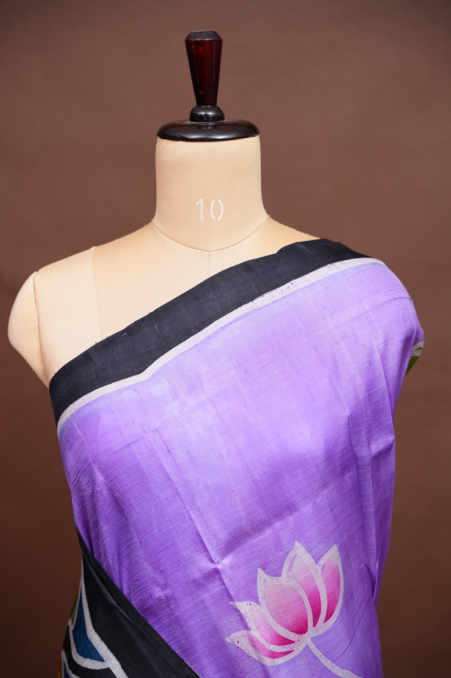 Purely Handpainted Batik Floral On Pure Tussar Silk Saree-Lavender|Silk Mark Certified