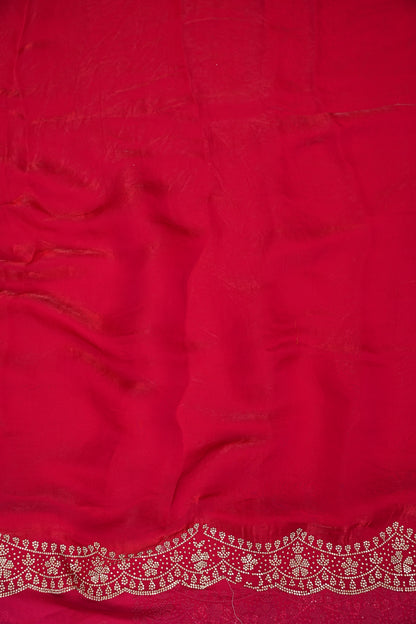 Rani Pink Party Wear Saree with Hand Embellished Scalloped Border