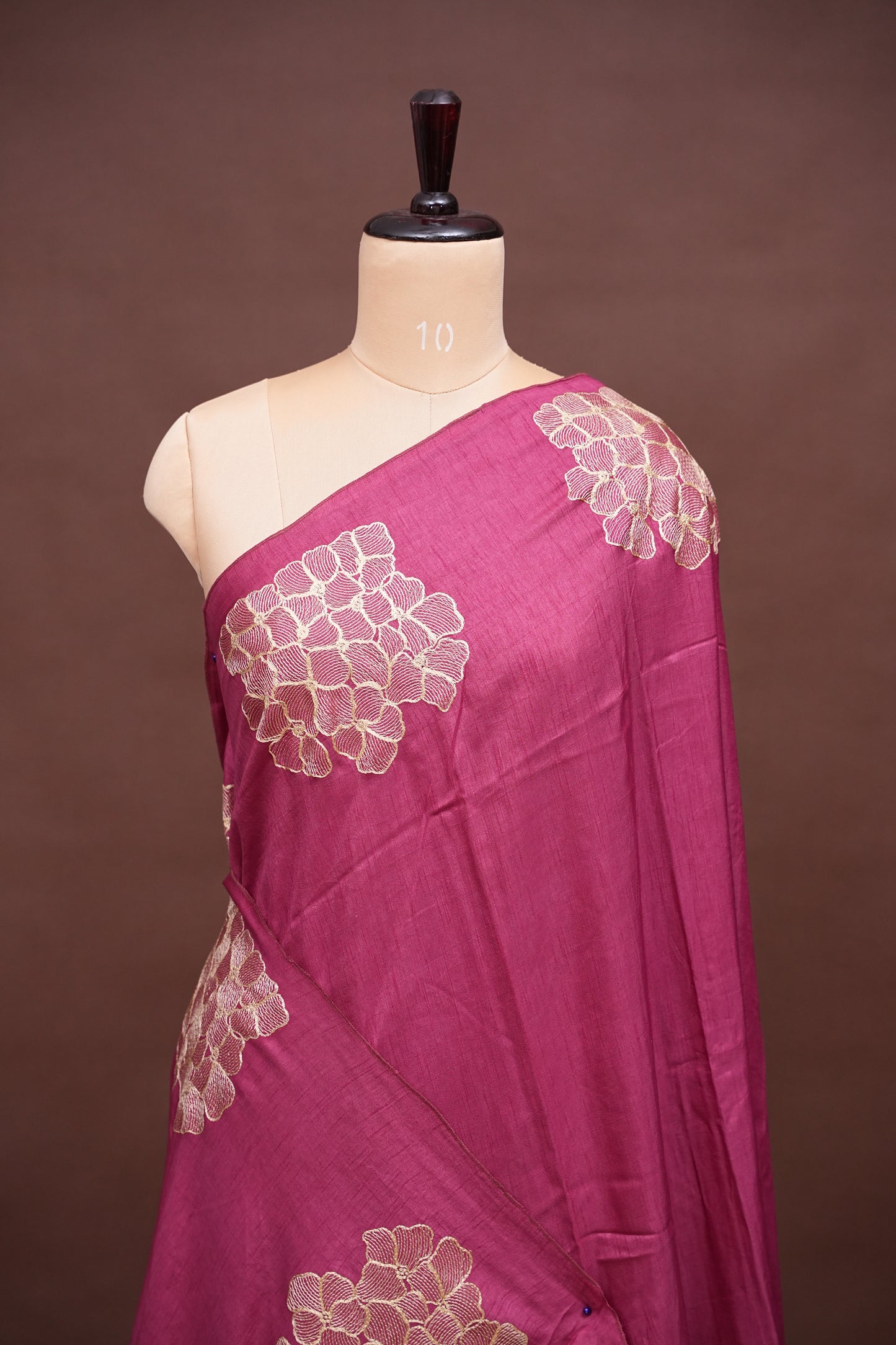 Tussar Banarasi Raw Silk Saree with Floral Zari Butta Weaving – Rose Pink