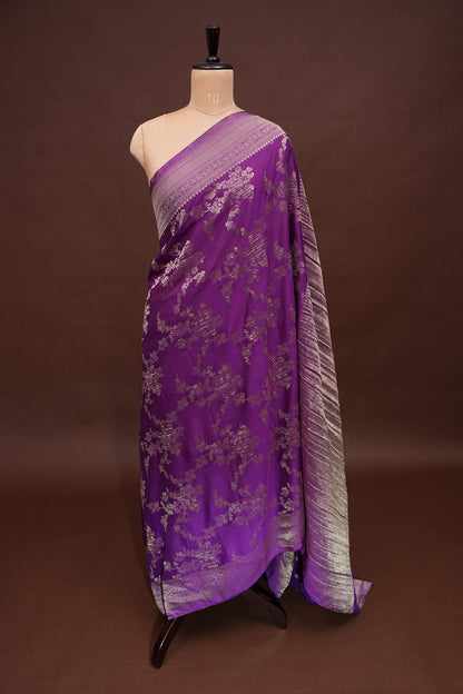 Georgette Silk Banarasi Saree - Violet
