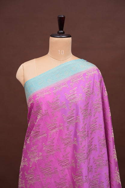 Georgette Silk Banarasi Saree - Candy Pink & Baby Blue
