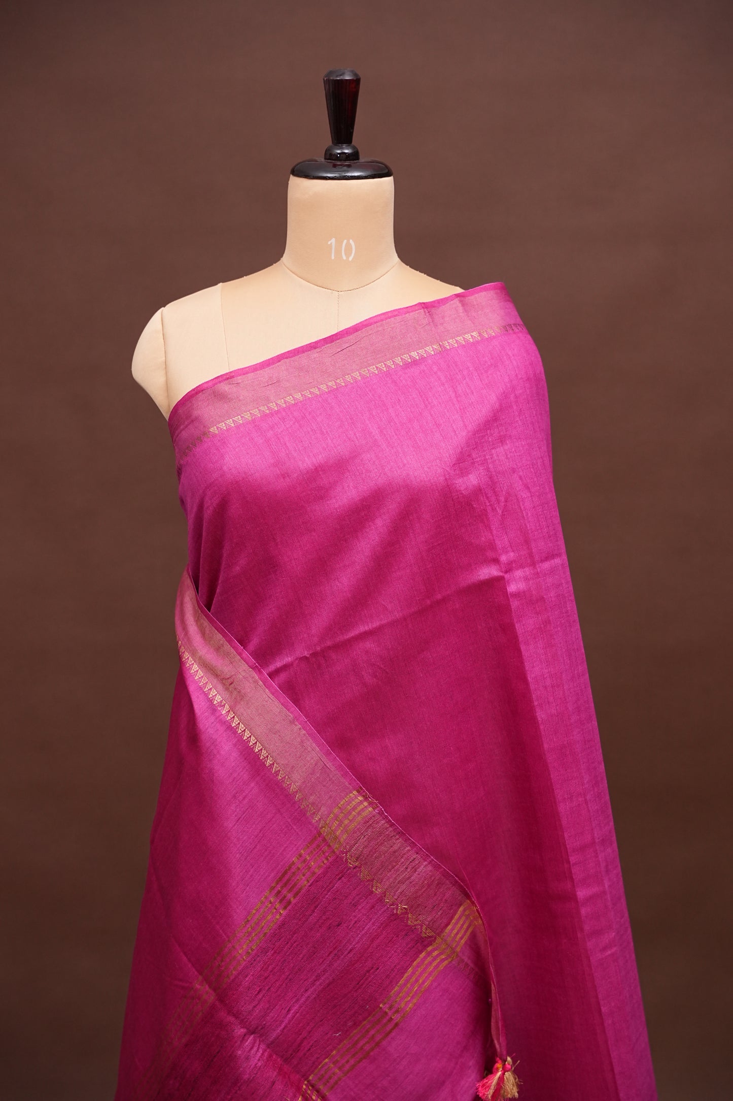 Plain Pure Tussar Silk Saree - Pink
