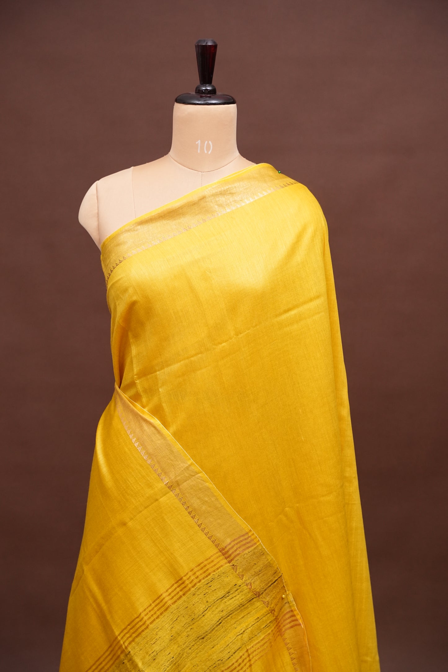 Plain Pure Tussar Silk Saree - Yellow