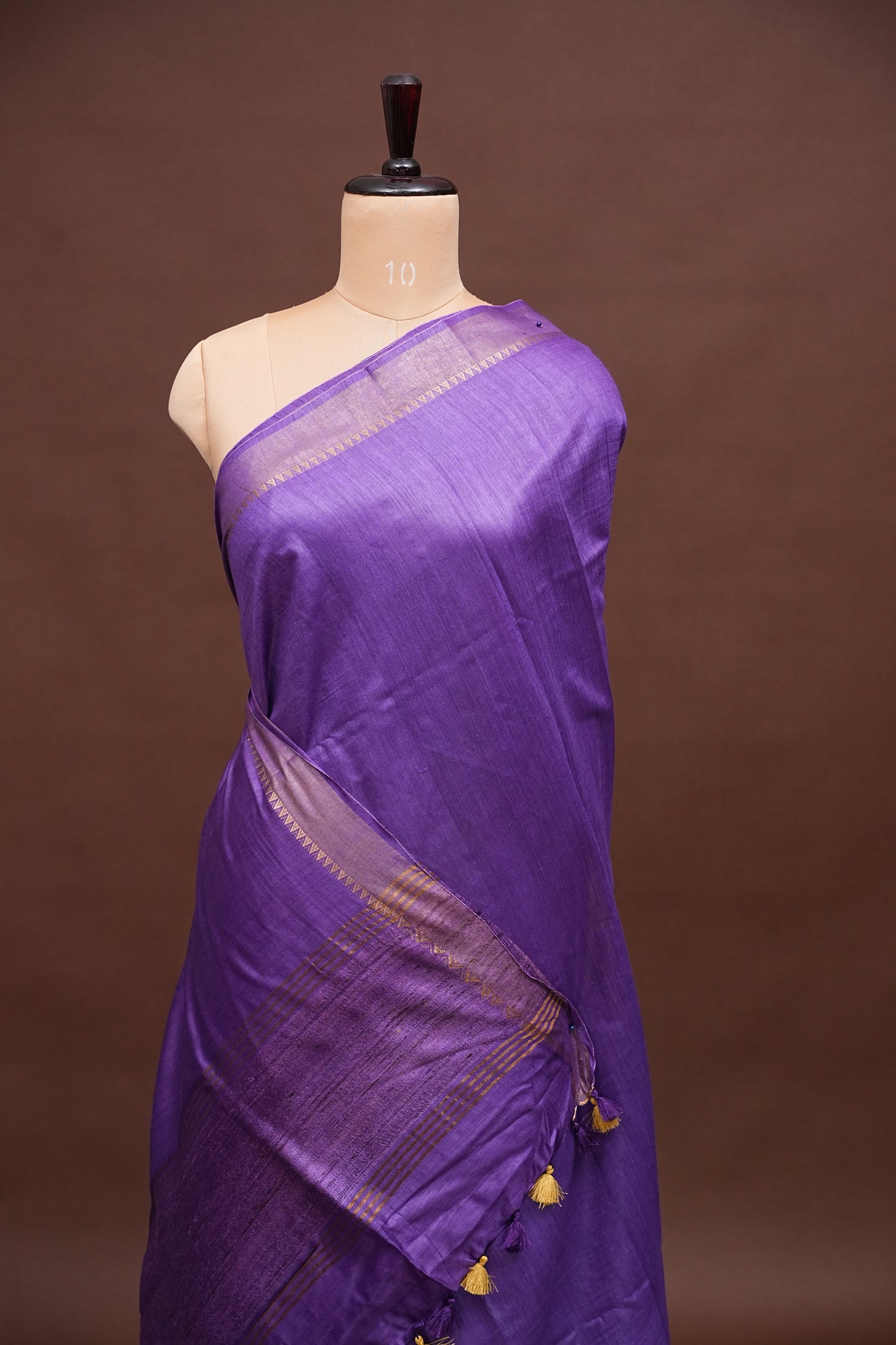 Plain Pure Tussar Silk Saree - Purple