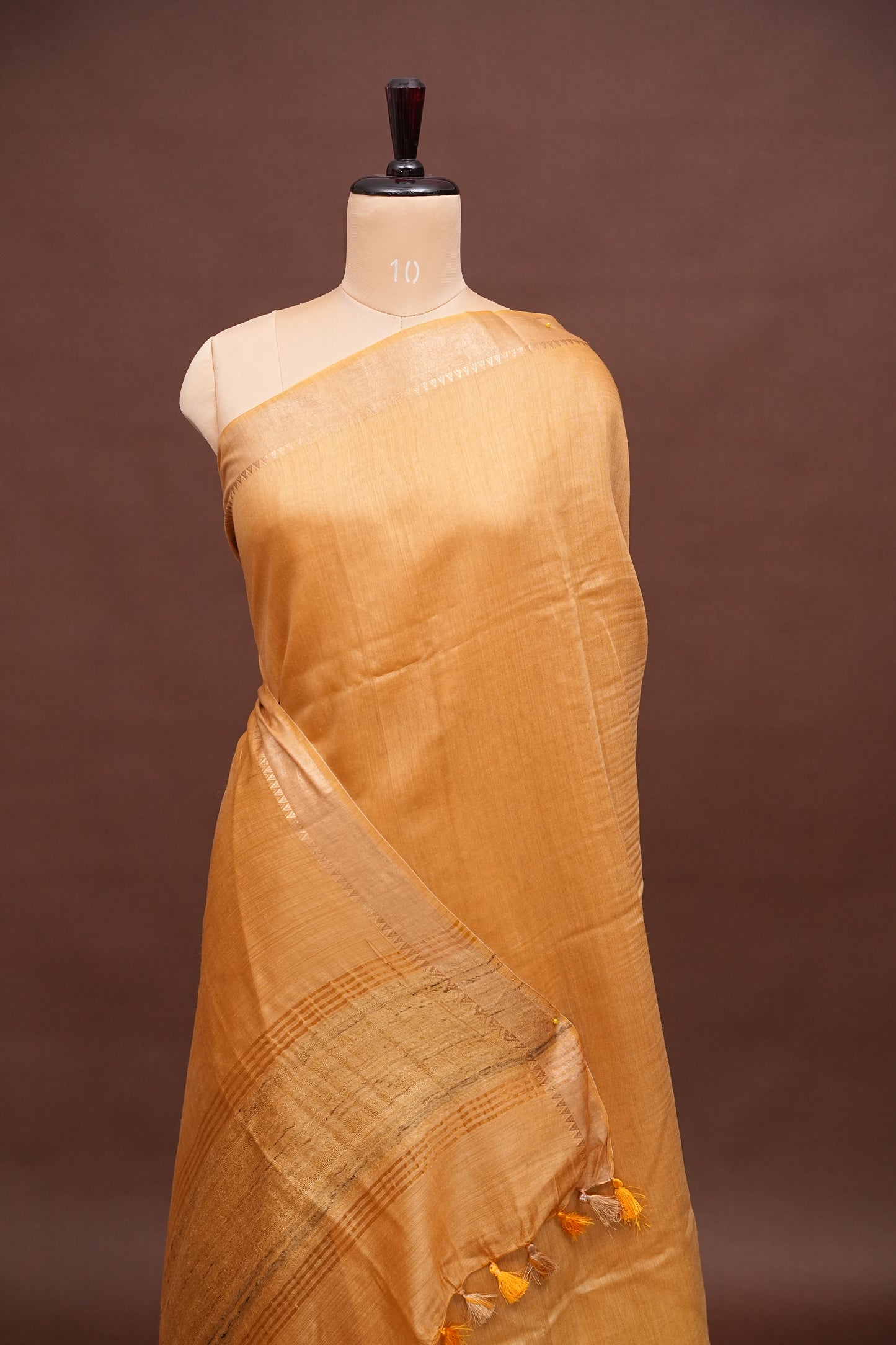 Plain Pure Tussar Silk Saree - Beige