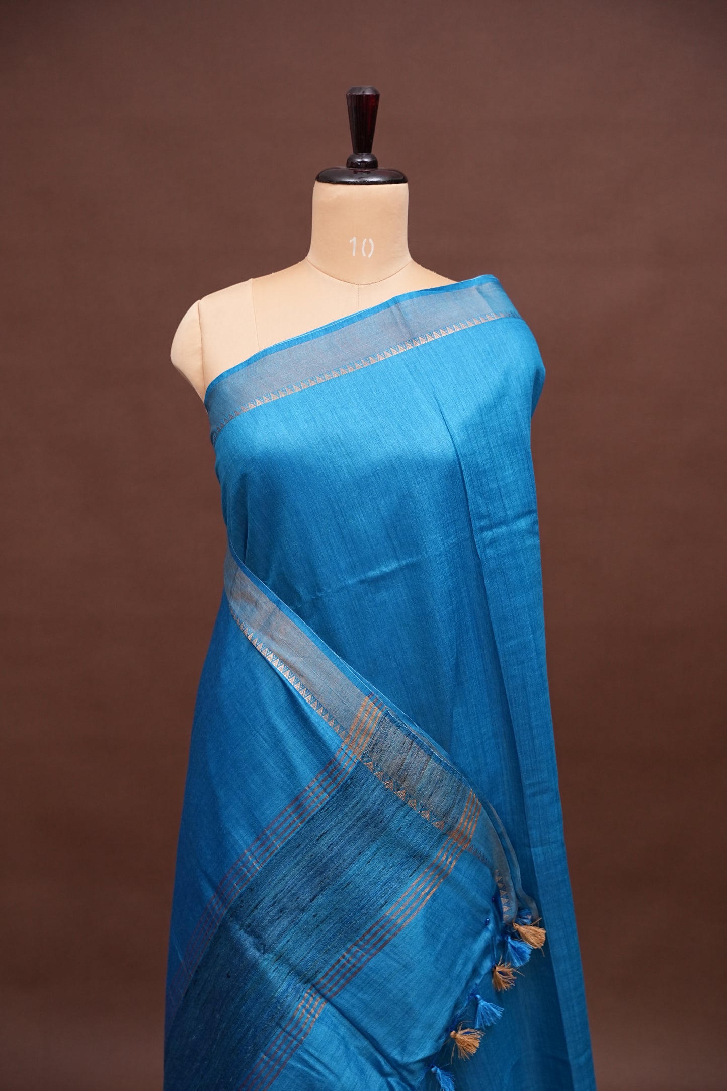 Plain Pure Tussar Silk Saree - Blue