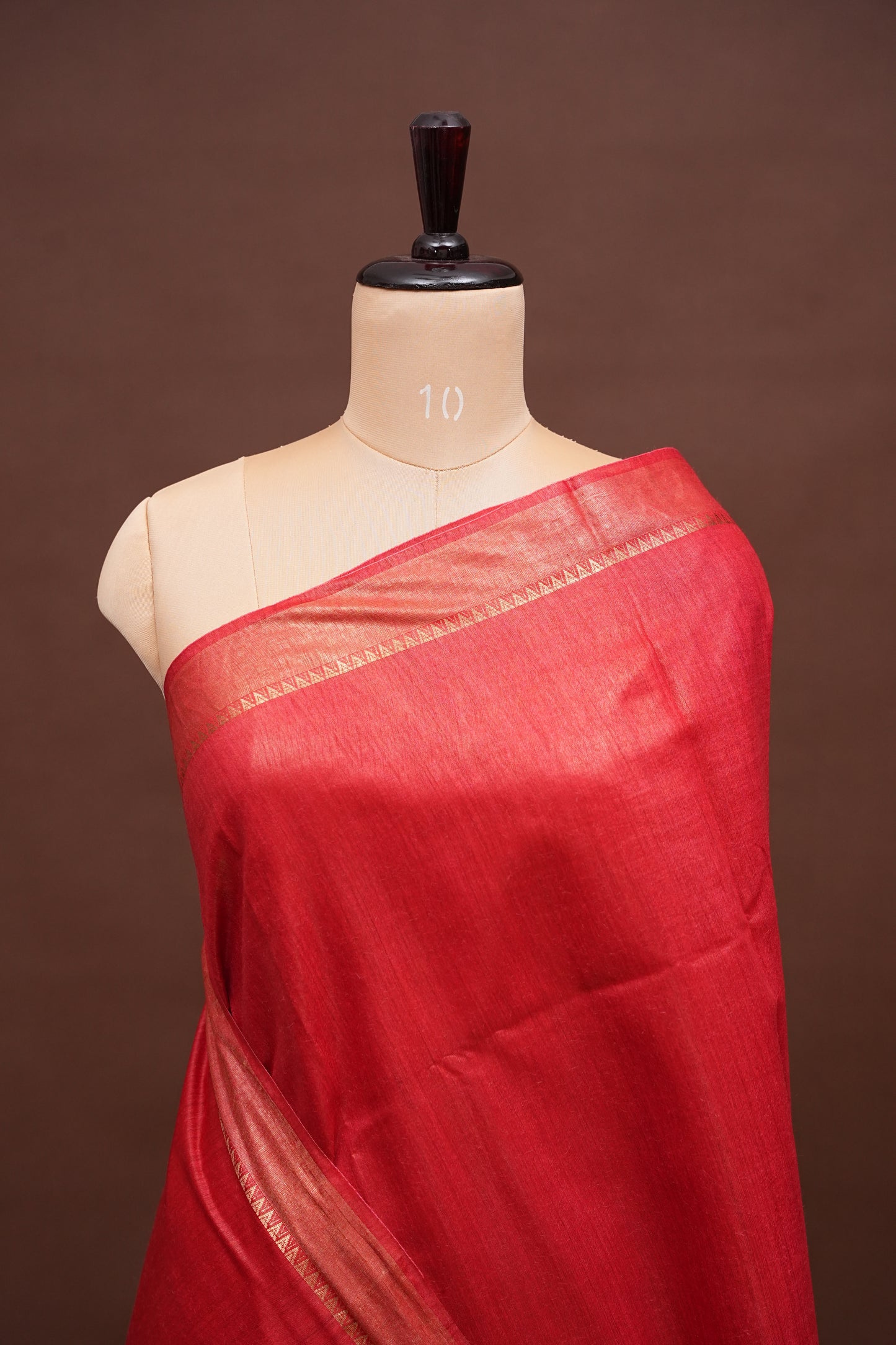 Plain Pure Tussar Silk Saree - Red