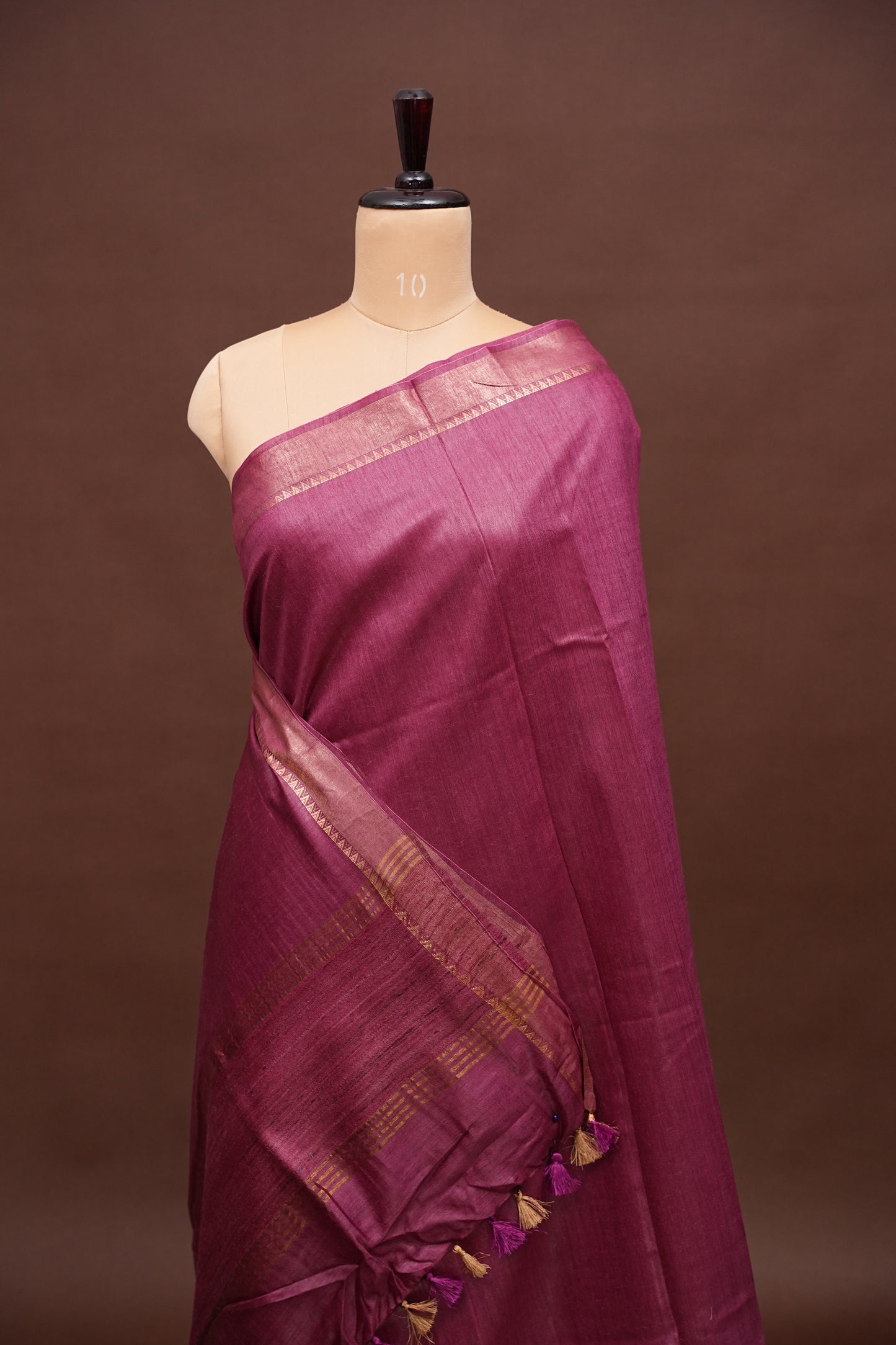 Plain Pure Tussar Silk Saree - Wine