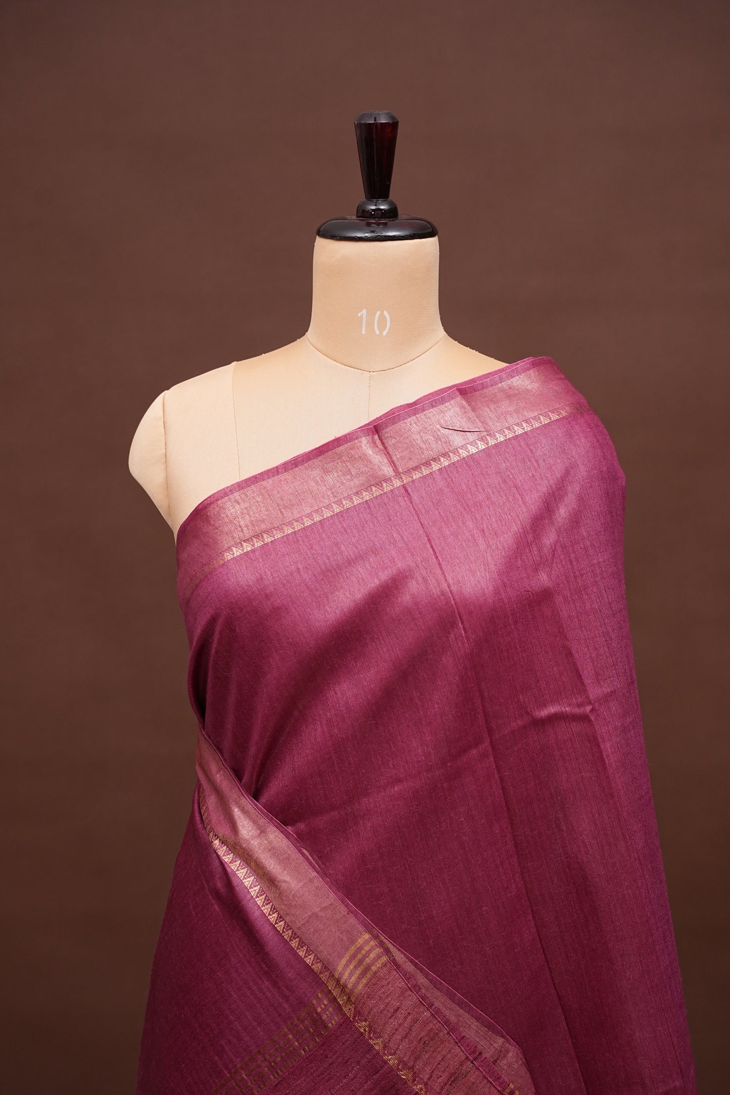 Plain Pure Tussar Silk Saree - Wine