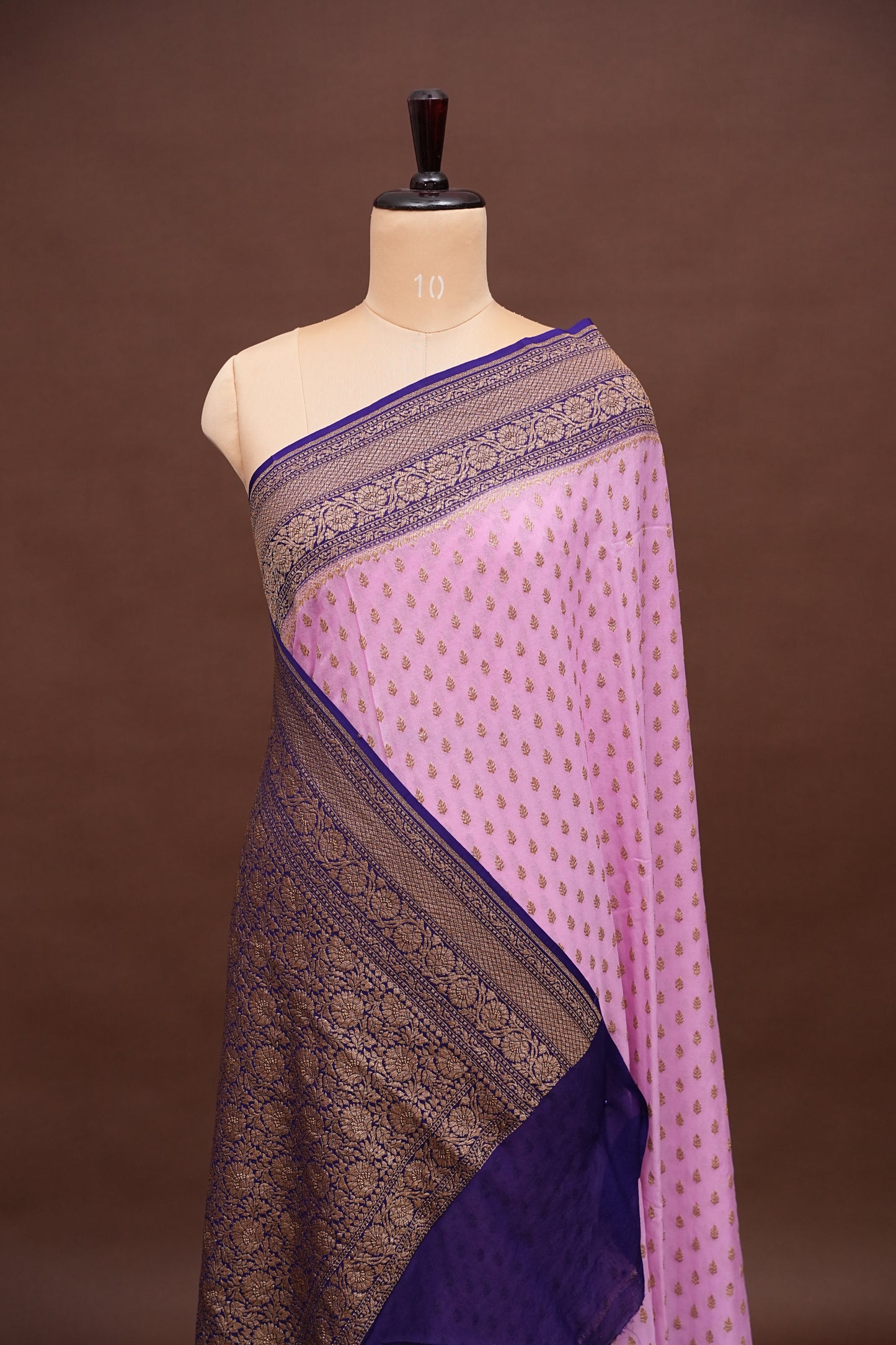 Pure Khadi Georgette Banarasi Saree - Pink & Purple