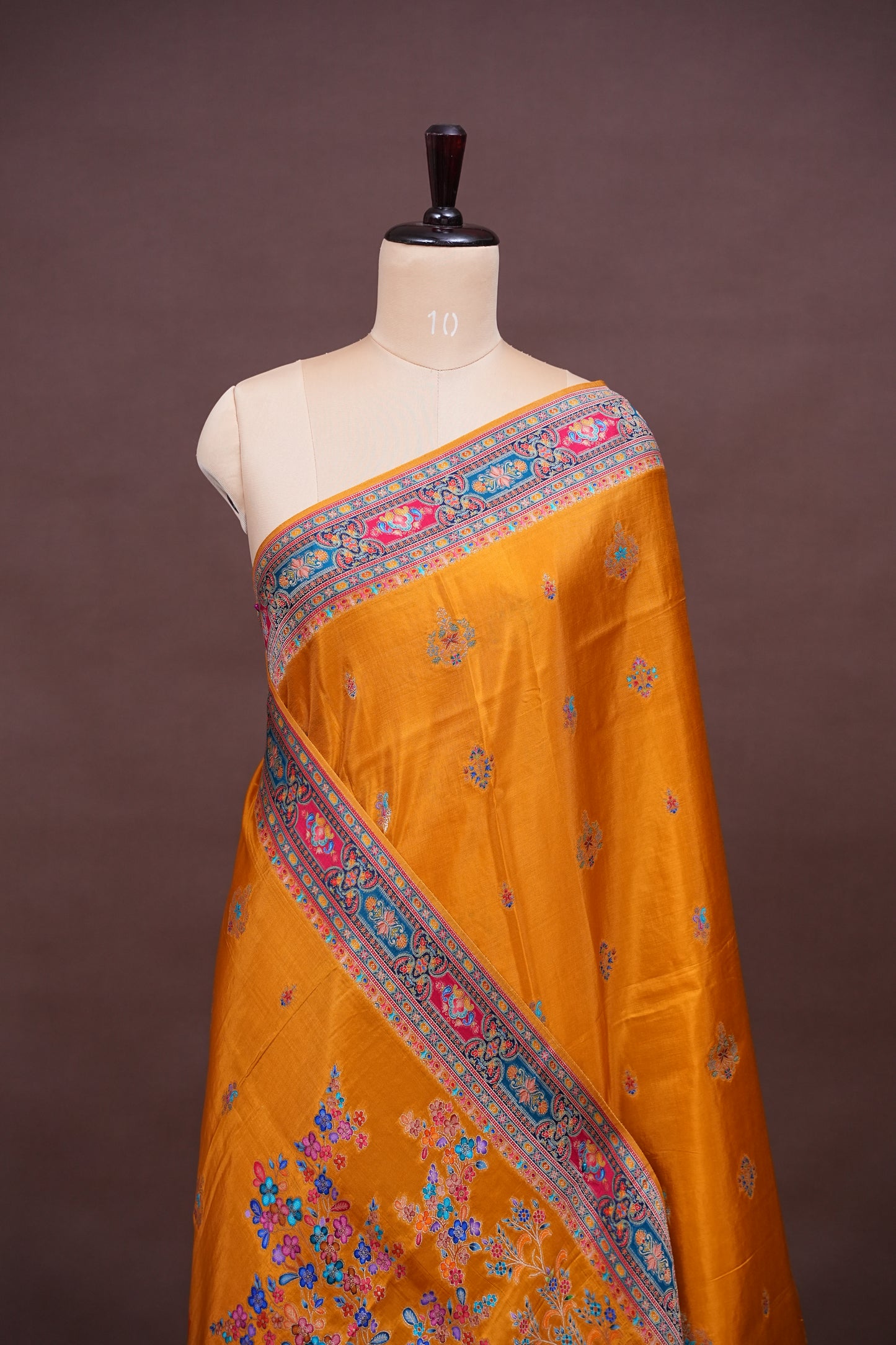 Kashmiri Pashmina Story Telling Saree - Mustard Yellow