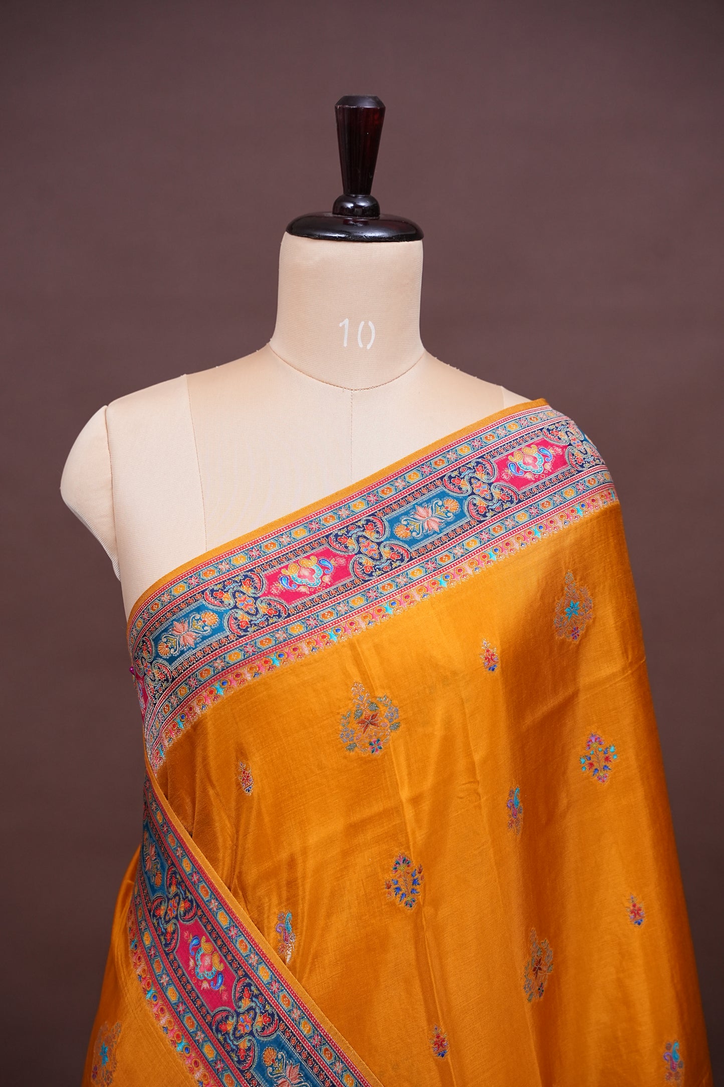 Kashmiri Pashmina Story Telling Saree - Mustard Yellow