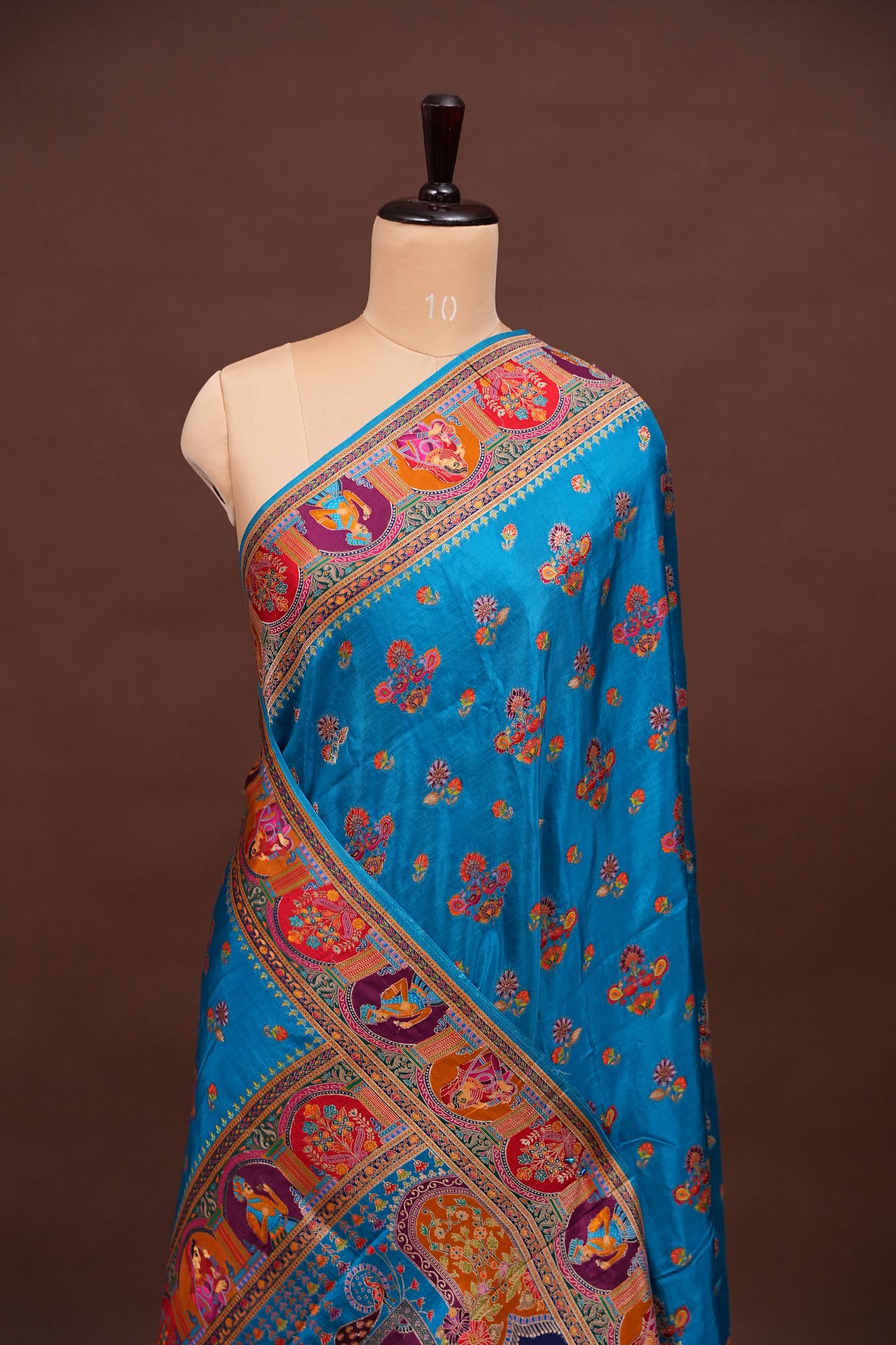 Kashmiri Pashmina Story Telling Saree - Blue