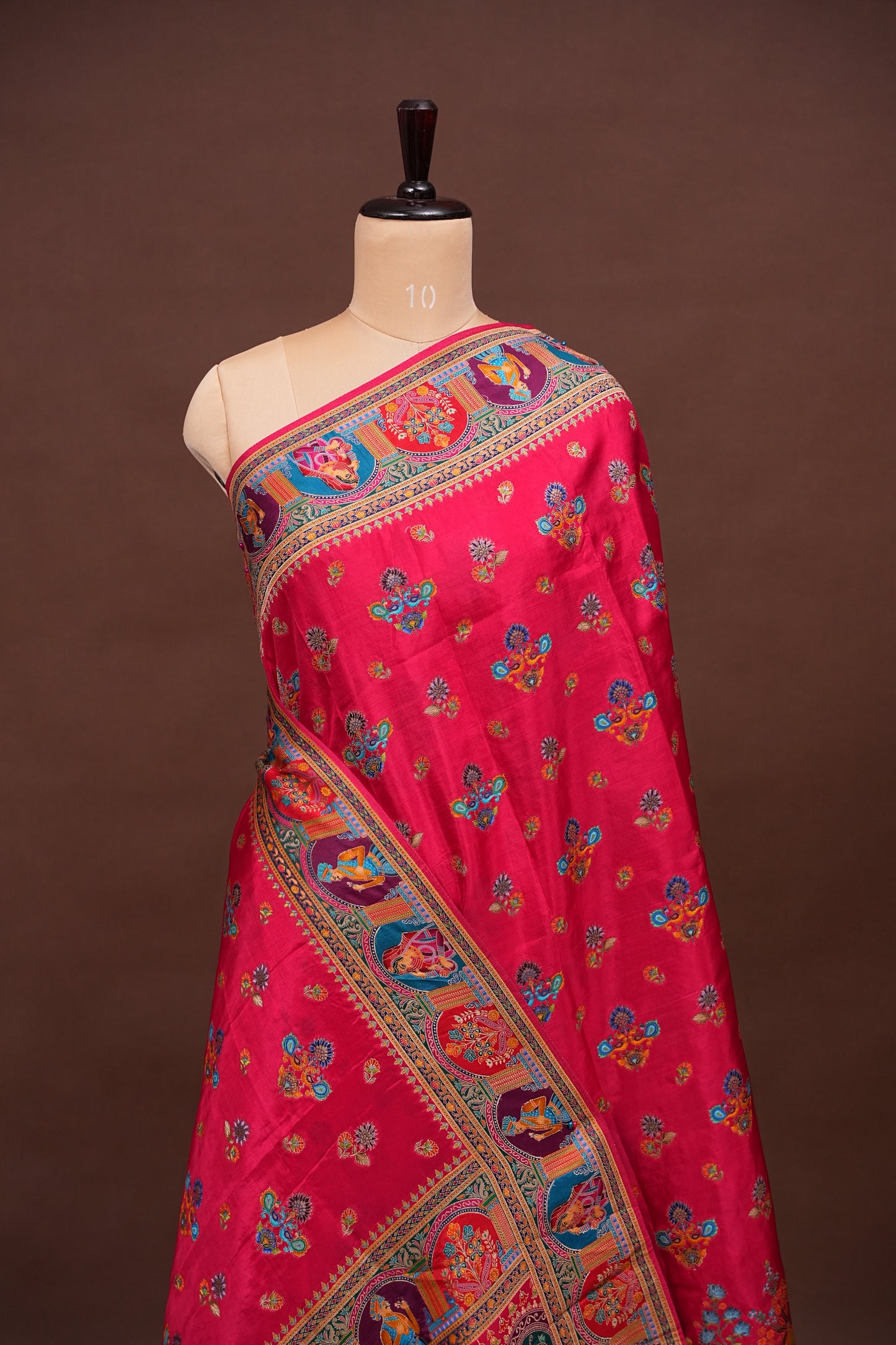 Kashmiri Pashmina Story Telling Saree - Pink