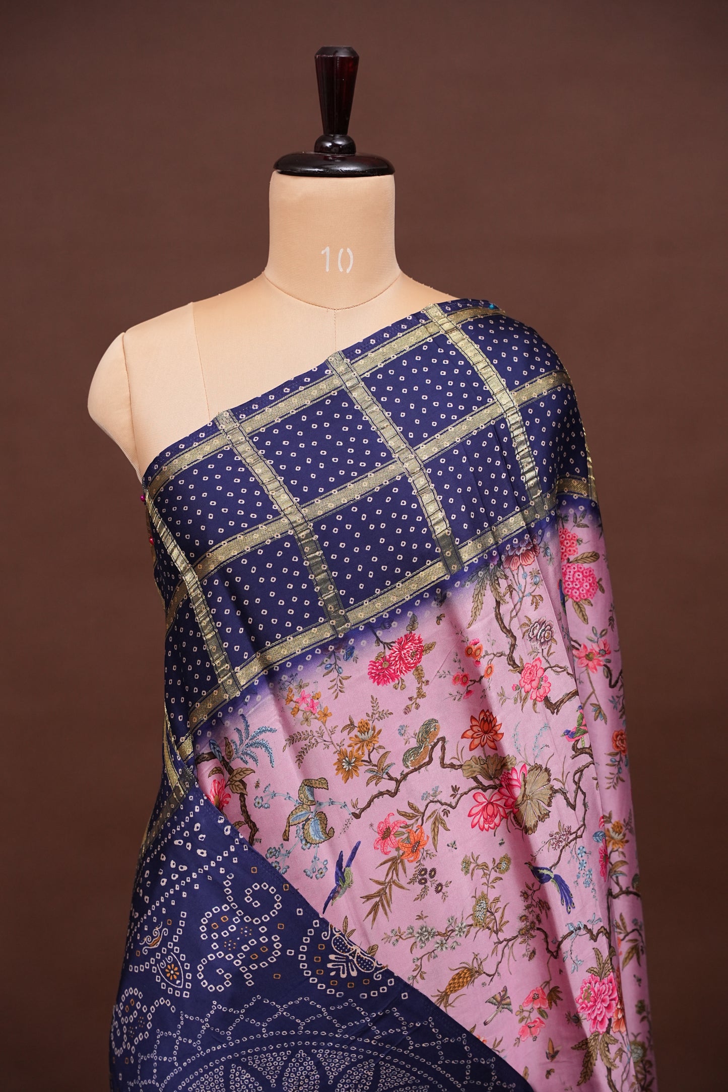 Bandhini Garchola Modal Silk Saree - Pink & Blue