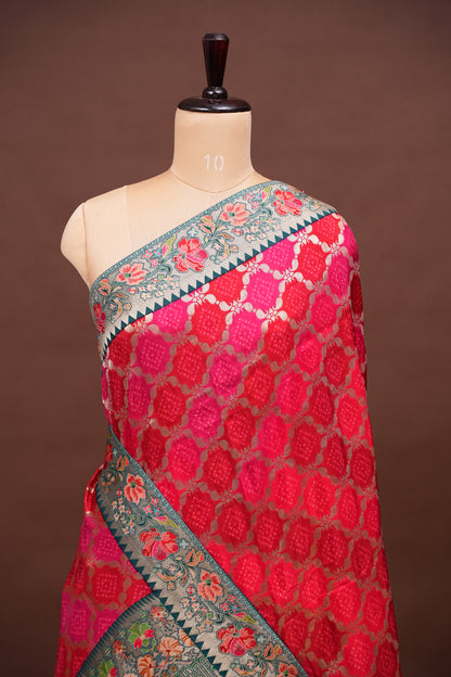 Kashmiri Pashmina Story Telling Saree - Pink