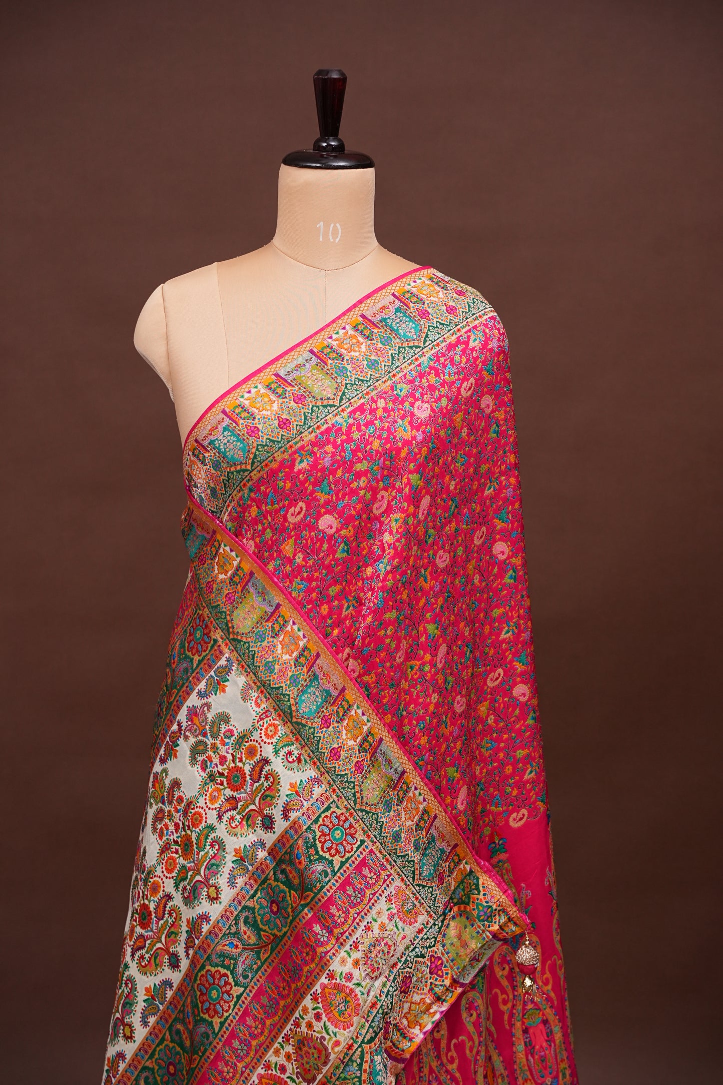 Kashmiri Pashmina Story Telling Saree - Pink