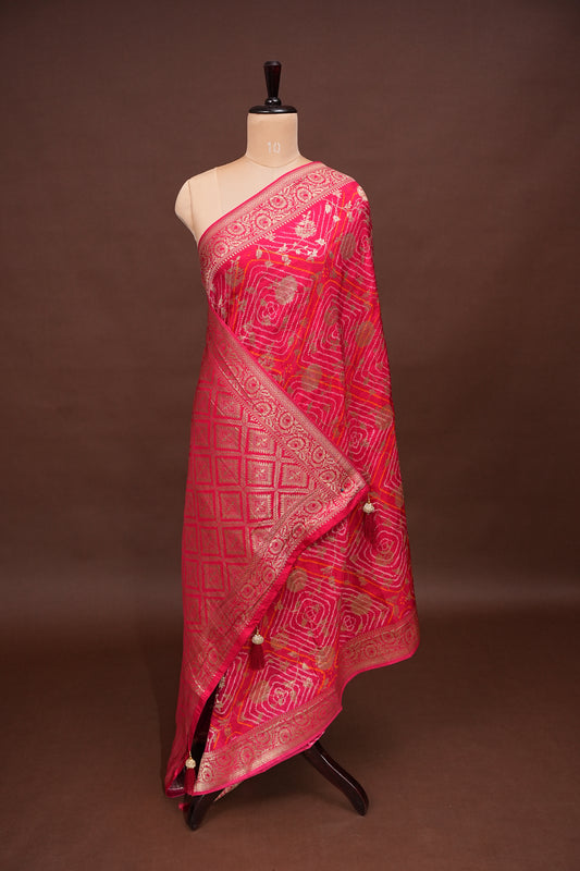 Kashmiri Pashmina Story Telling Saree - Pink