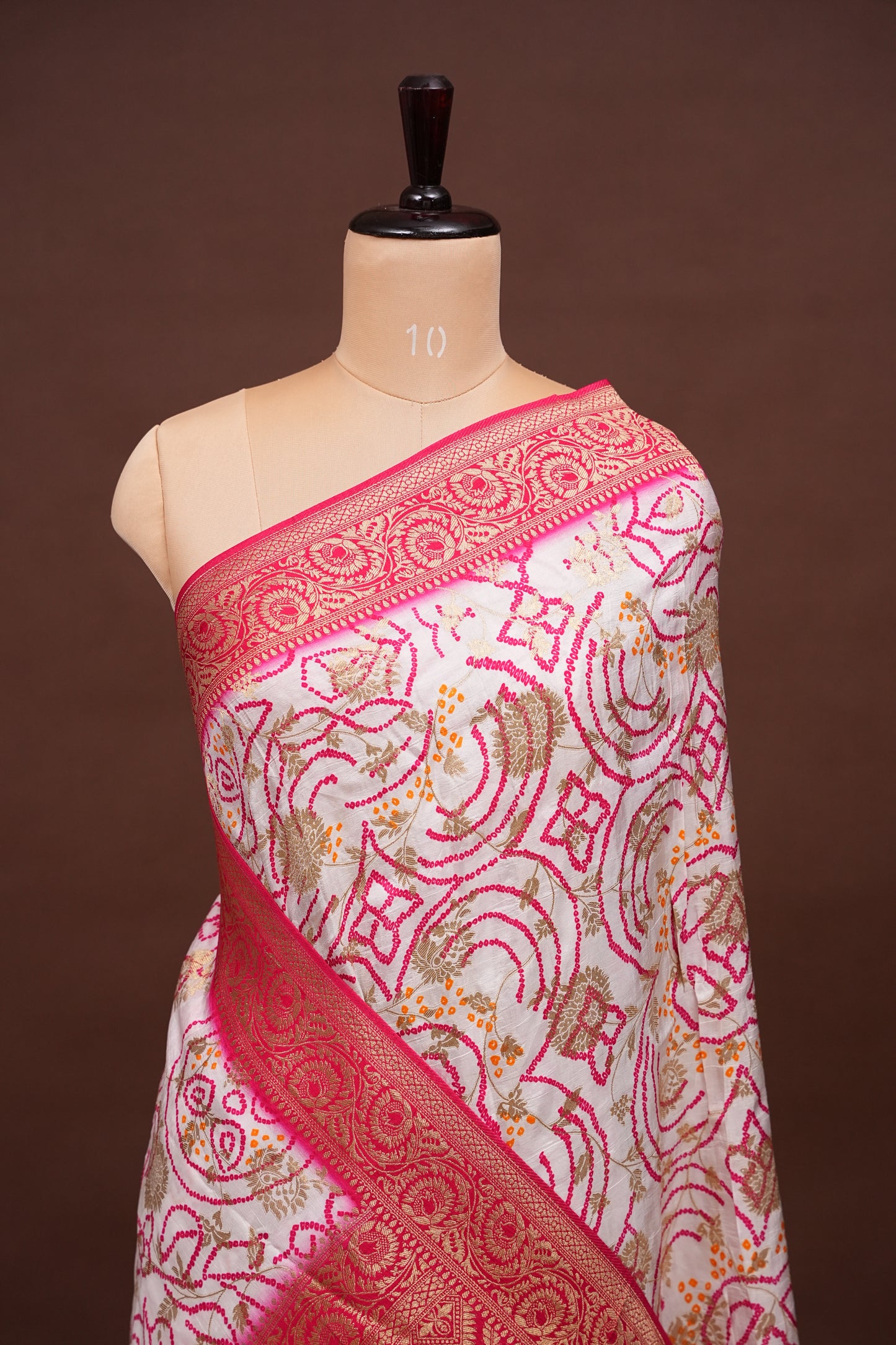 Kashmiri Pashmina Story Telling Saree - White & Pink