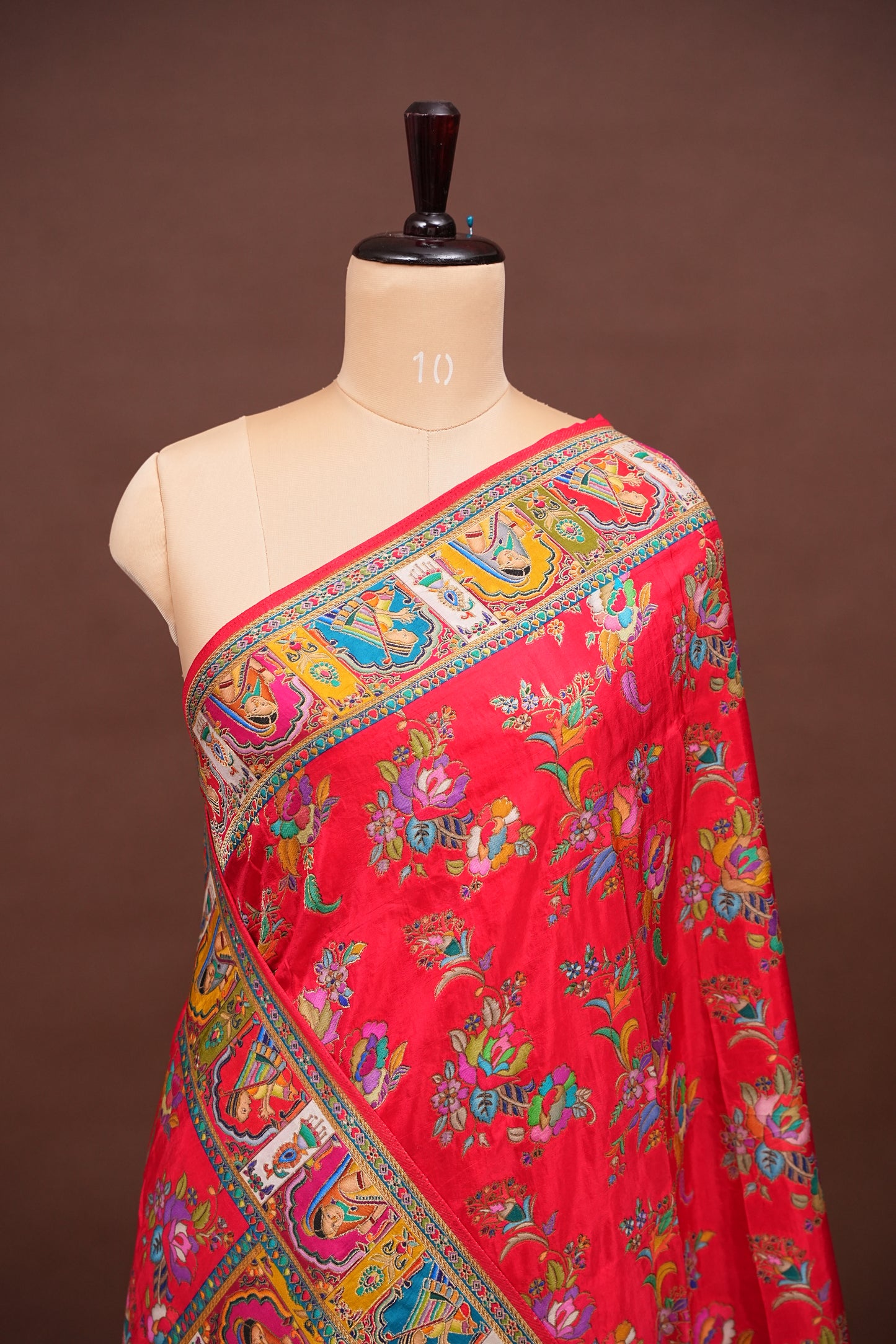 Kashmiri Pashmina Story Telling Saree - Red