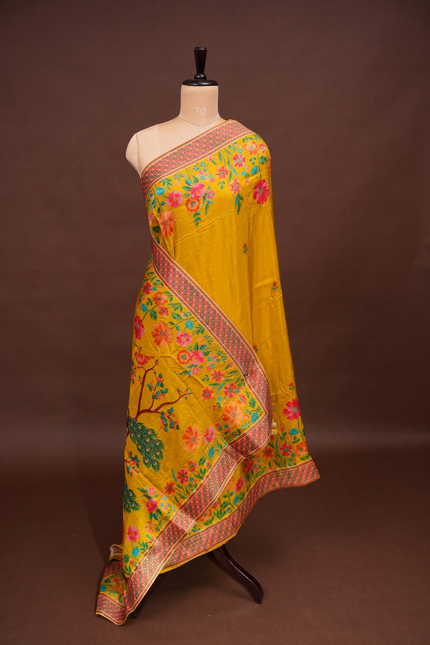 Kashmiri Pashmina Story Telling Saree - Yellow