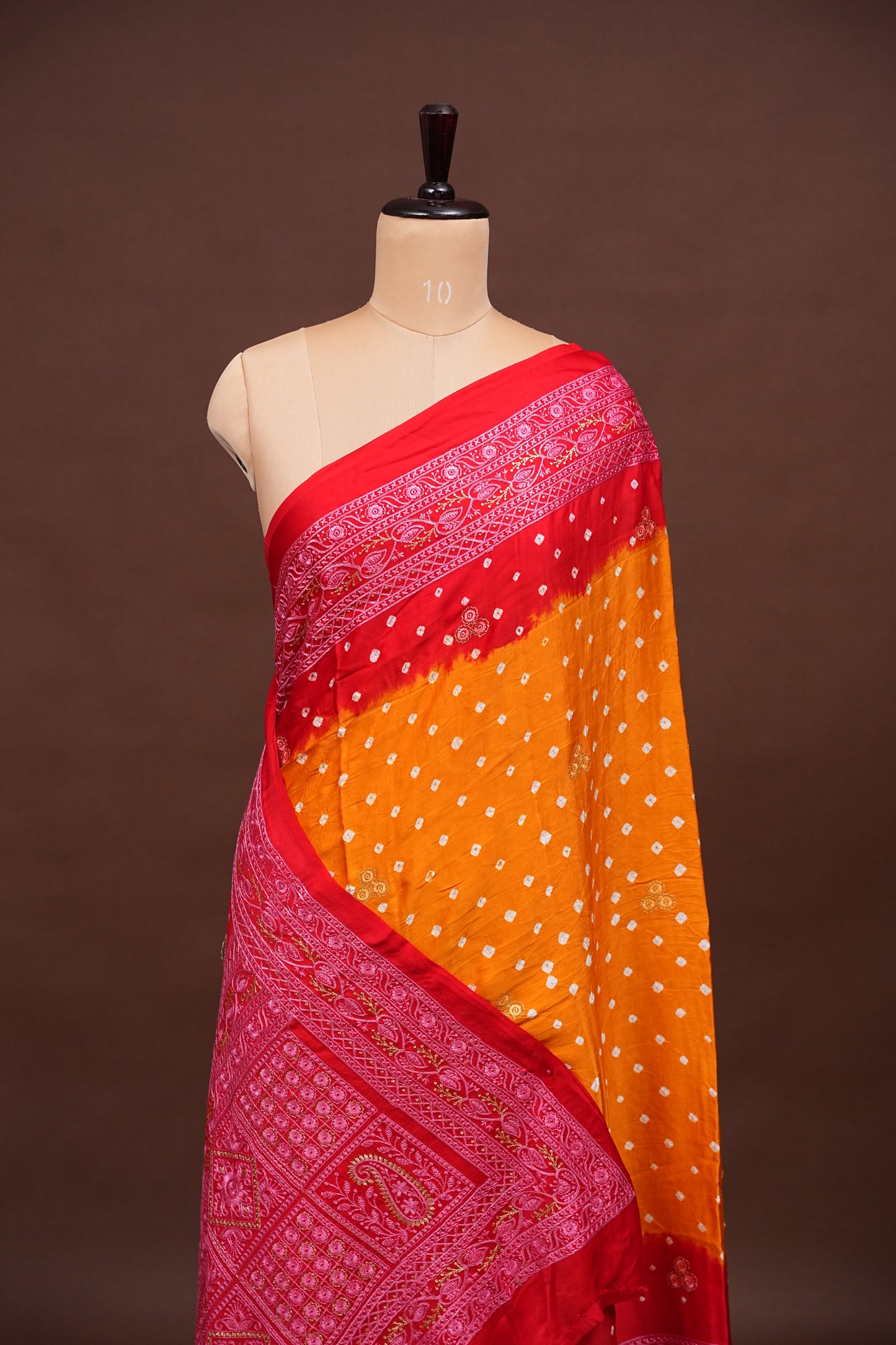Pure Gajji Silk Bandhini Saree - Yellow