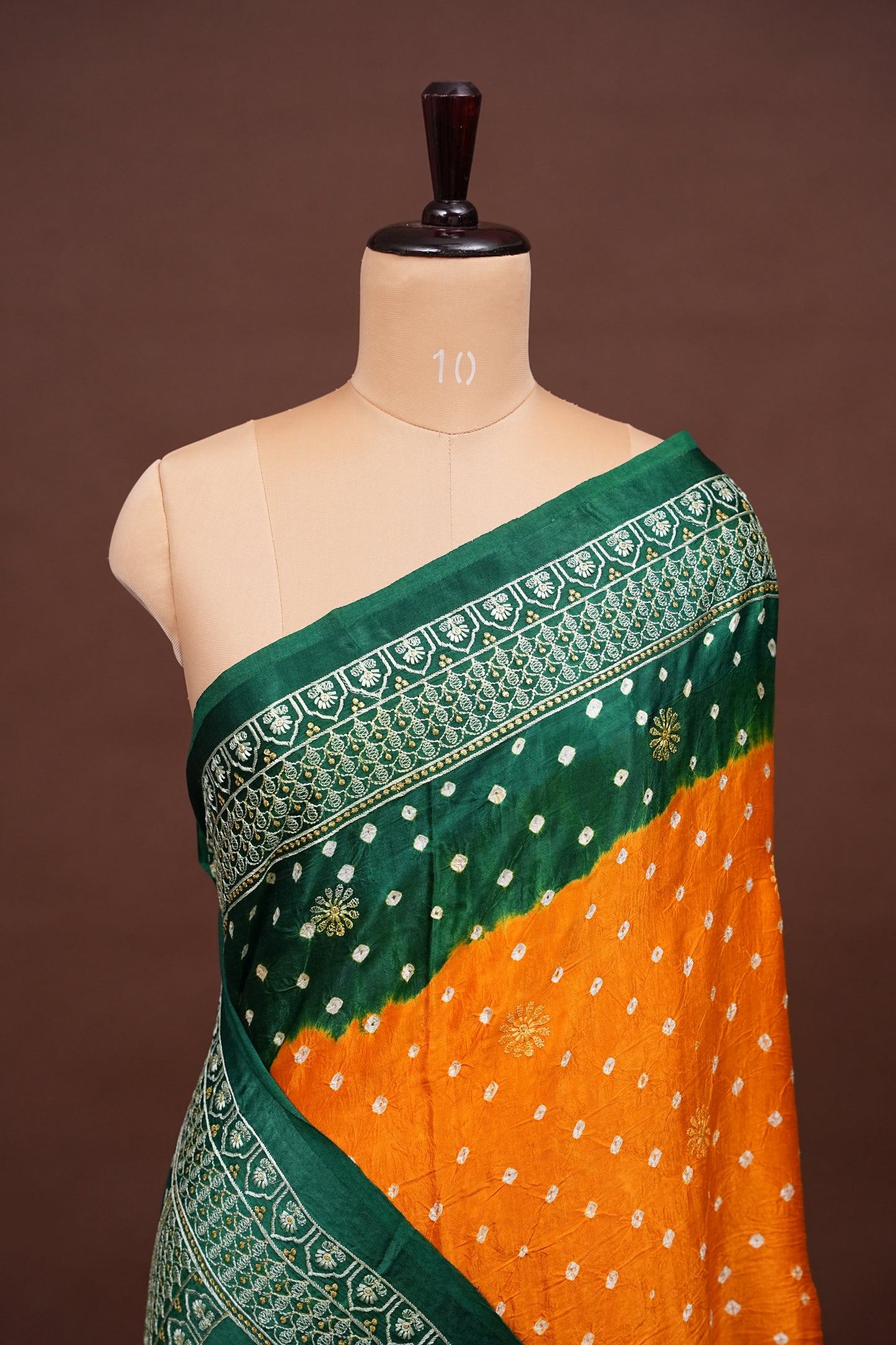 Pure Gajji Silk Bandhini Saree - Yellow