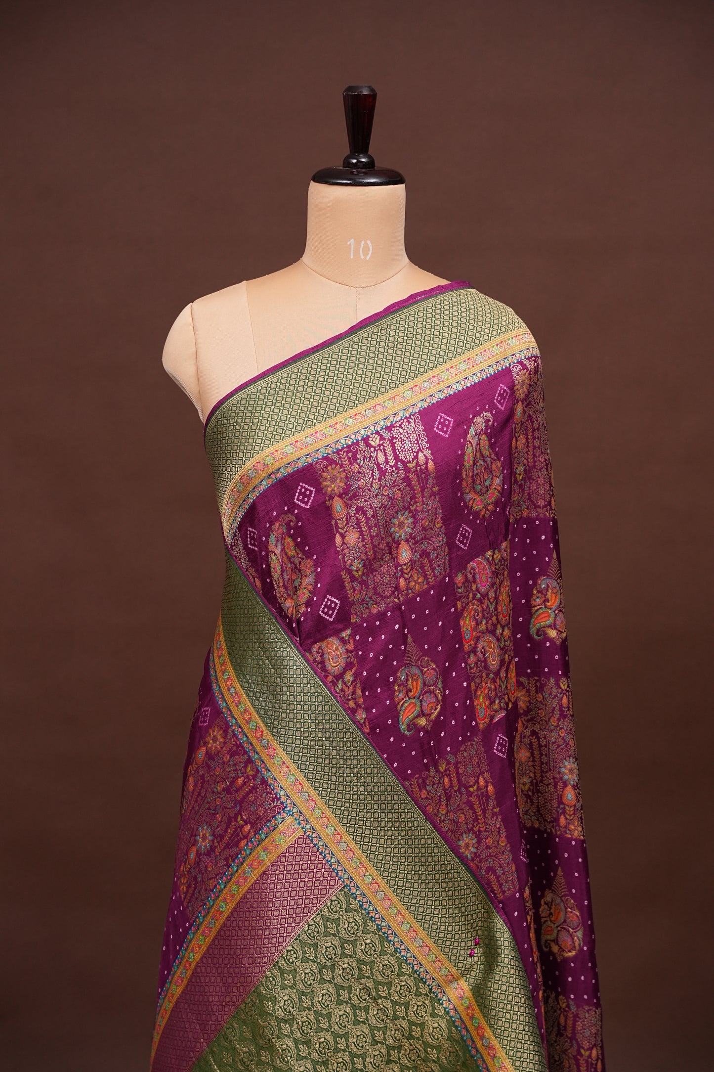 Kashmiri Pashmina Story Telling Saree - Wine