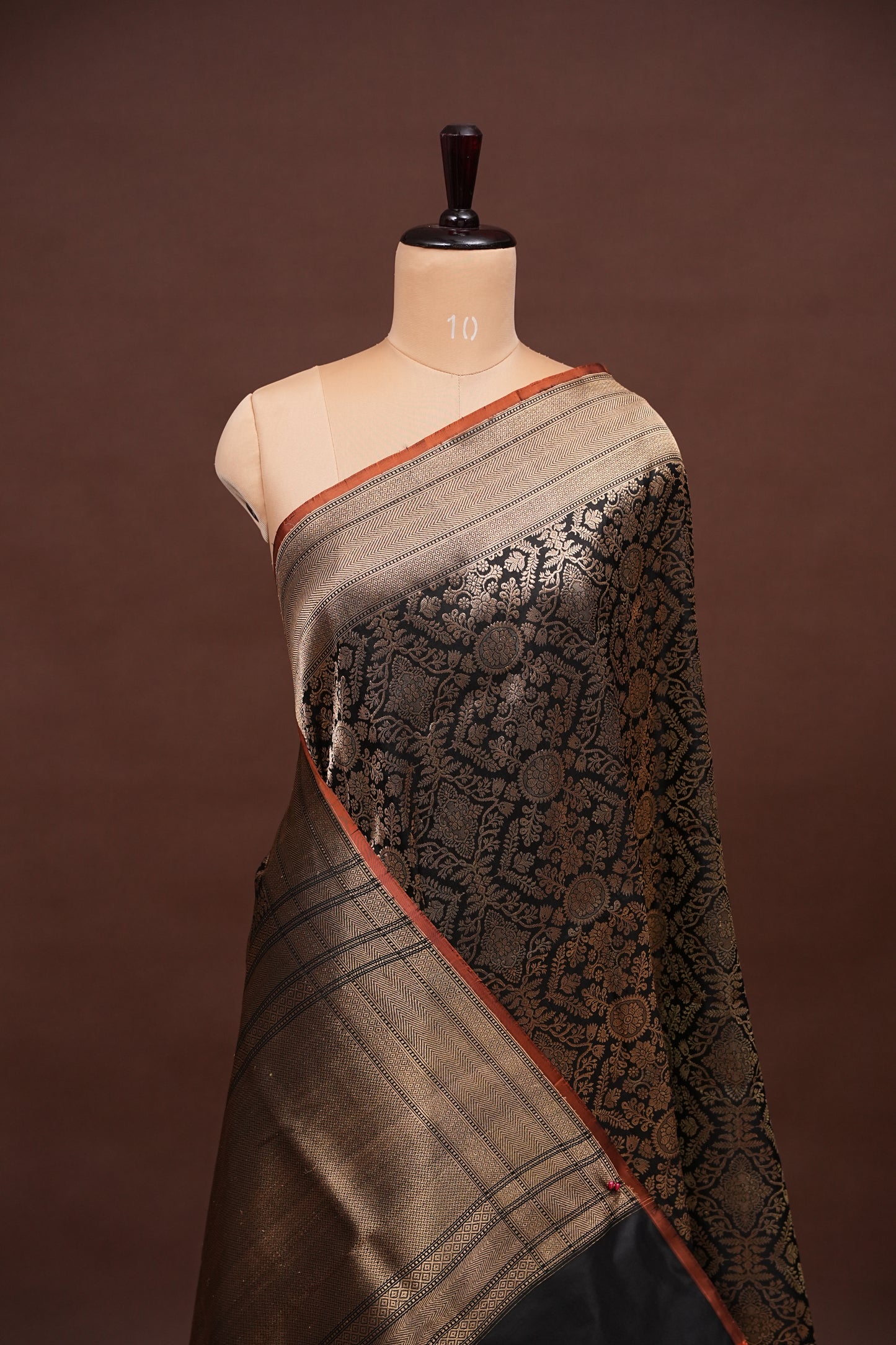 Pure Handloom Silk Katan Banaras Saree-Black|Silk Mark Certified