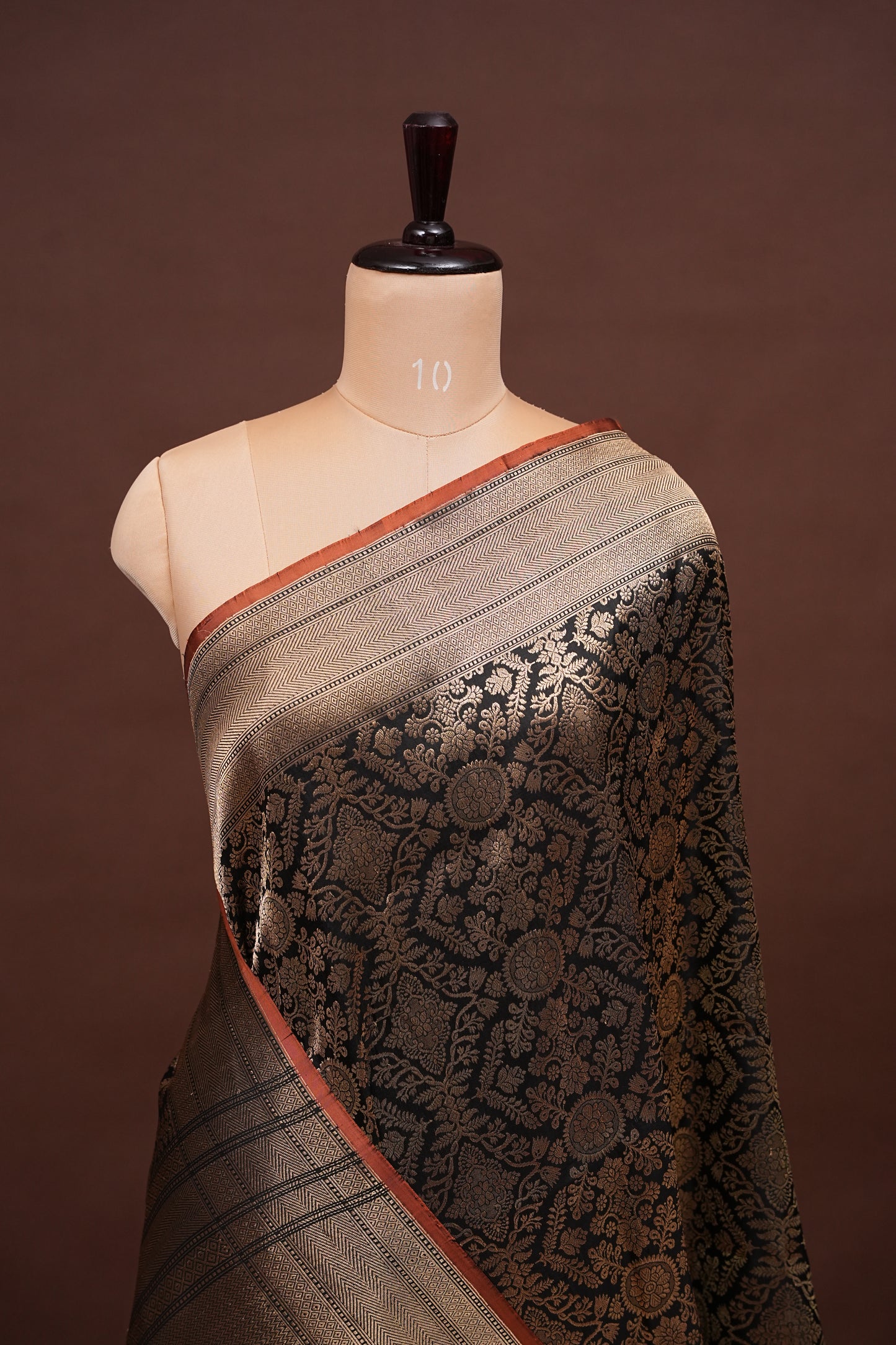 Pure Handloom Silk Katan Banaras Saree-Black|Silk Mark Certified