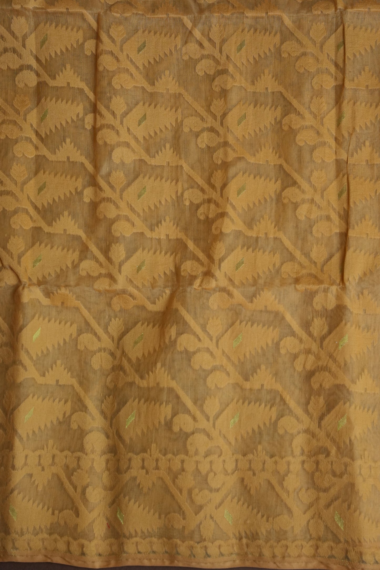 Handloom Jamdani Cotton Saree - Light Brown