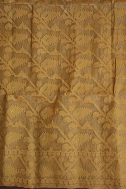 Handloom Jamdani Cotton Saree - Light Brown