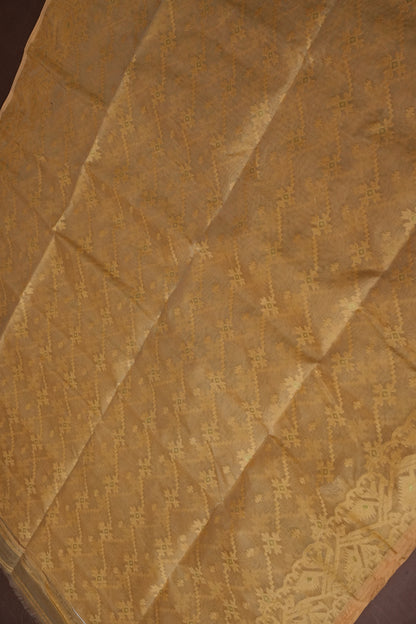 Handloom Jamdani Cotton Saree - Light Brown