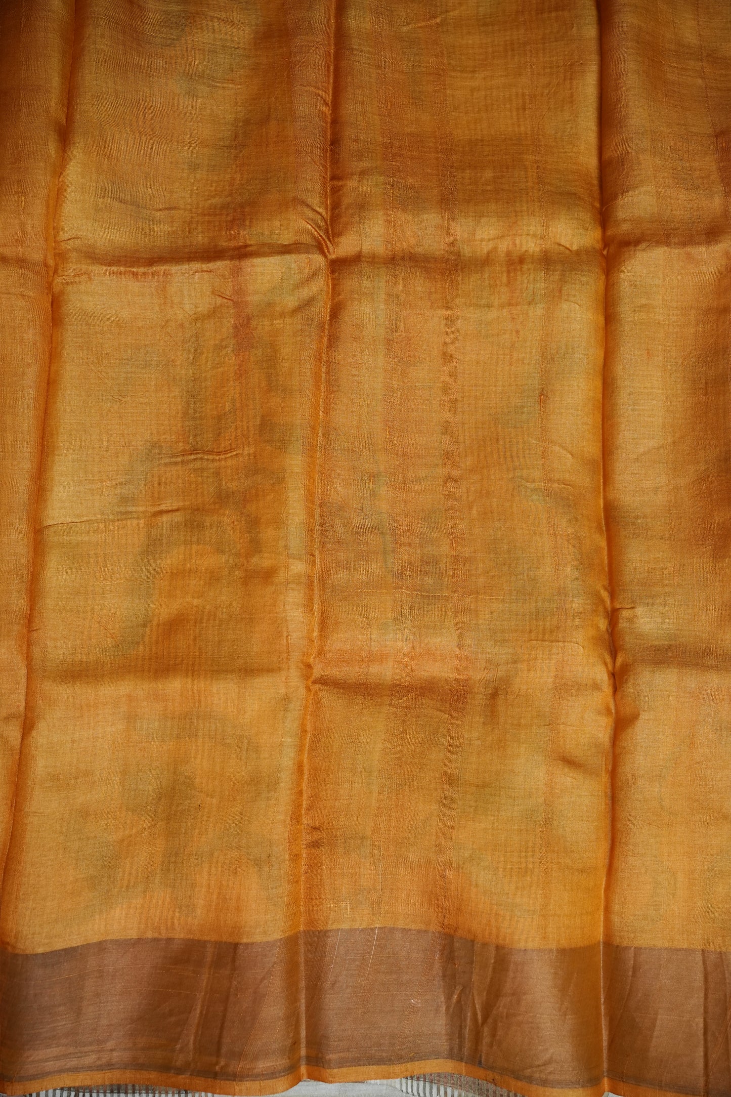 Pure Tussar Silk Saree in Ivory with Hand Painted Pichwai Lotus Art | Silk Mark Certified