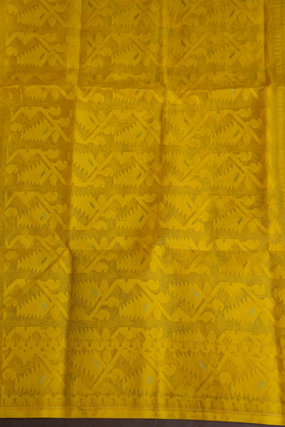 Handloom Jamdani Cotton Saree - Turmeric Yellow