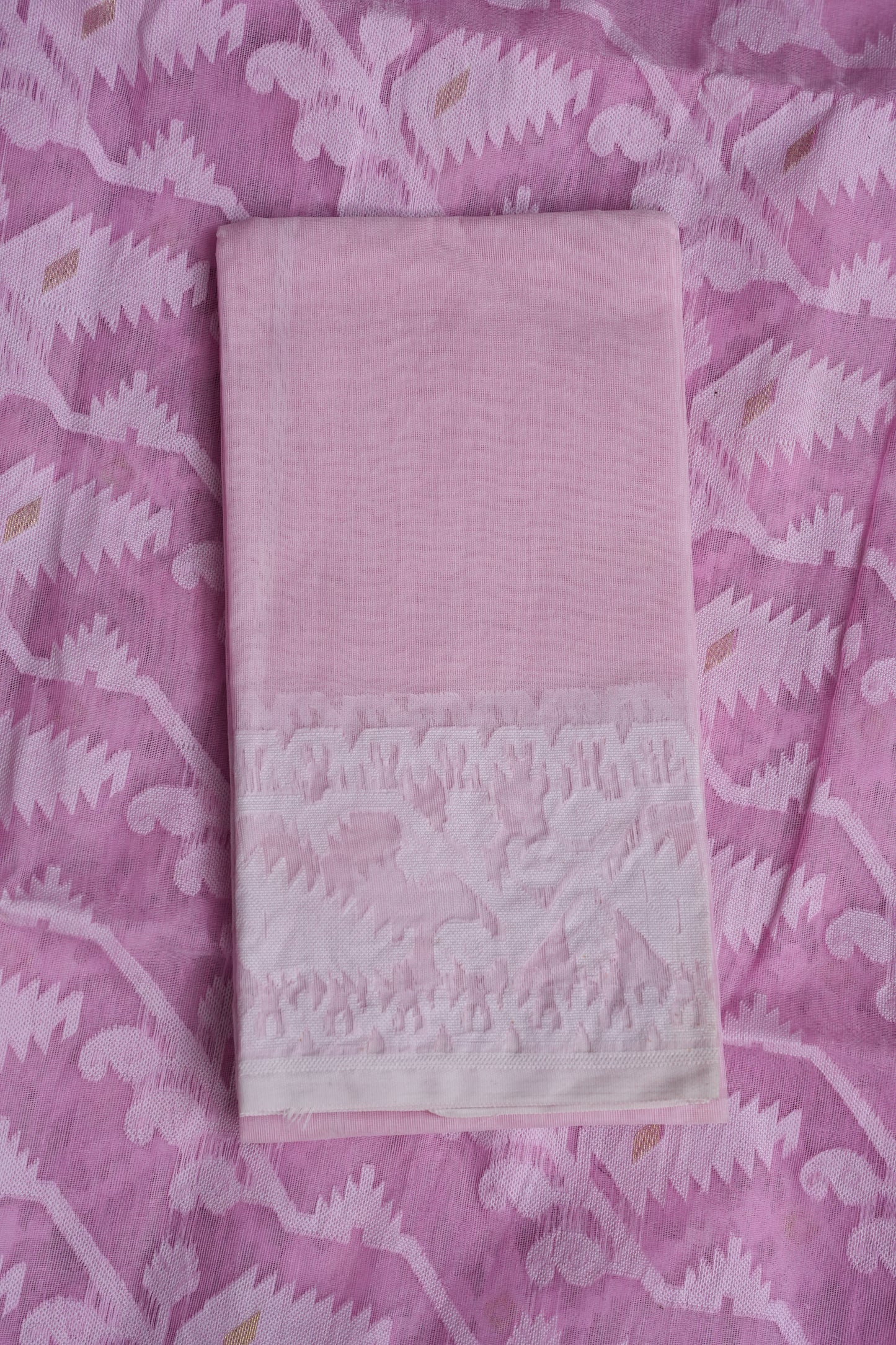 Handloom Jamdani Cotton Saree - Baby Pink