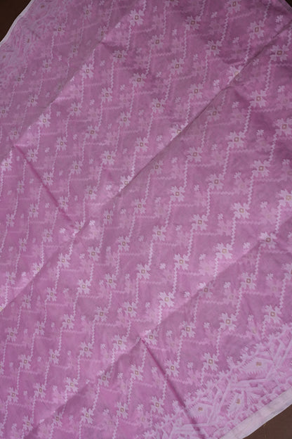 Handloom Jamdani Cotton Saree - Baby Pink