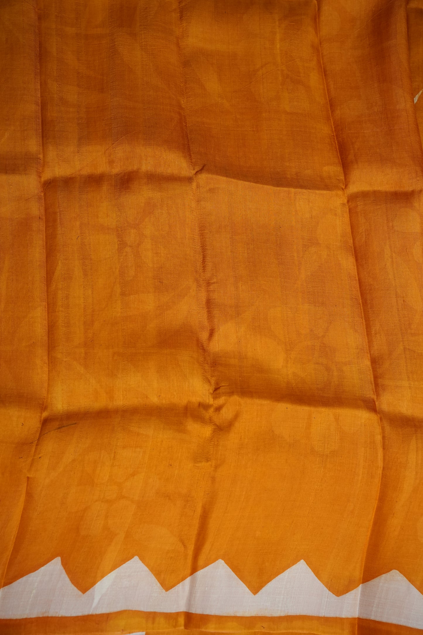Pure Mulberry Silk Saree in Mustard Yellow with Floral Batik Print | Silk Mark Certified
