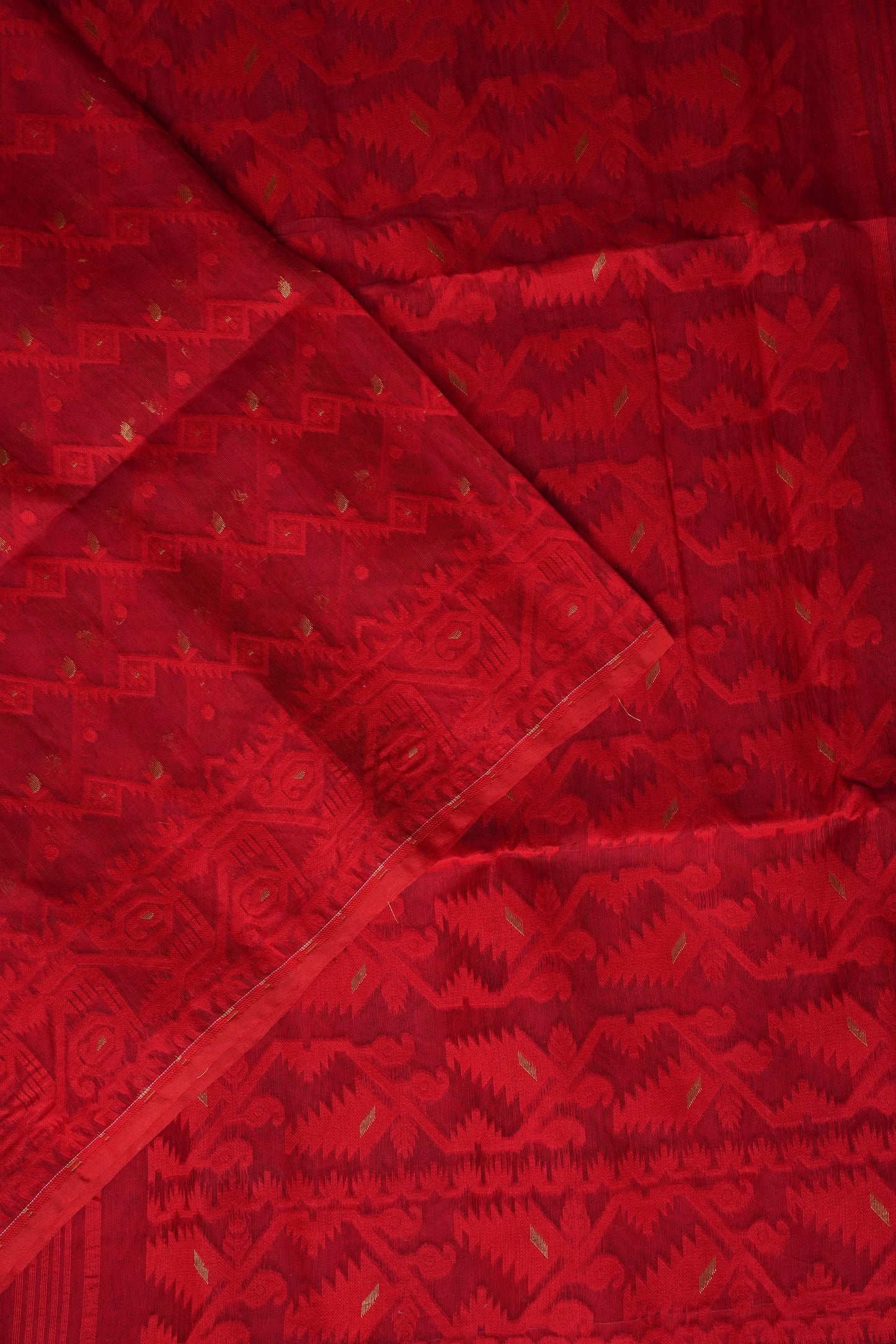 Handloom Jamdani Cotton Saree - Red