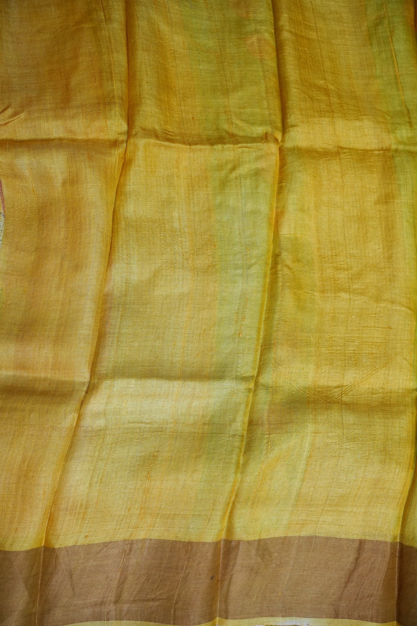 Pure Tussar Silk Saree in Rose Pink with Hand Painted Pen Kalamkari Pichwai Art | Silk Mark Certified