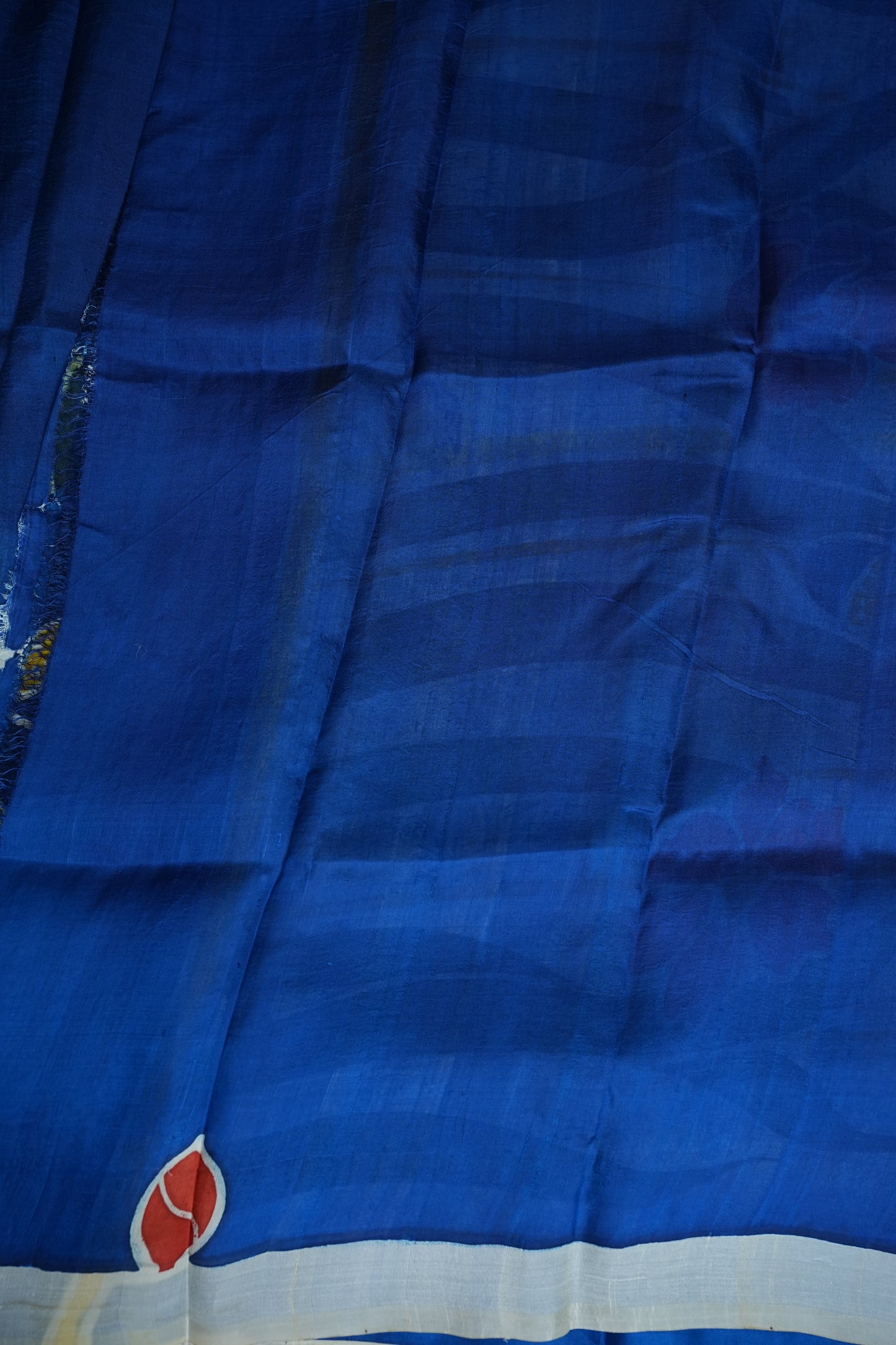 Pure Mulberry Silk Saree in Royal Blue with Floral Batik Print | Silk Mark Certified