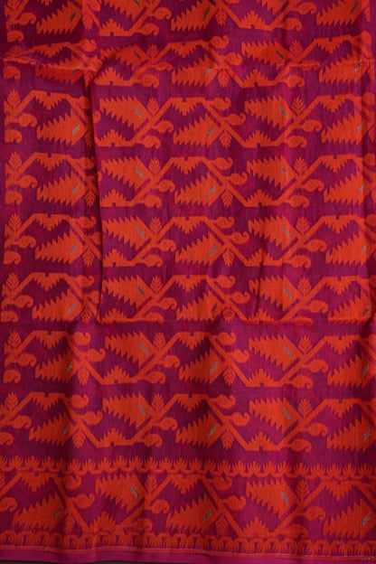 Handloom Jamdani Cotton Saree - Pink & Orange