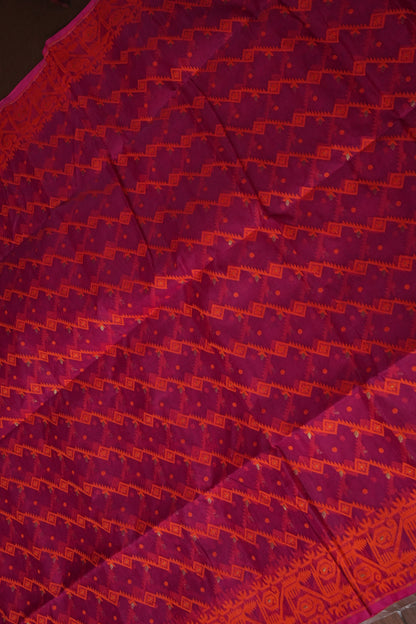 Handloom Jamdani Cotton Saree - Pink & Orange