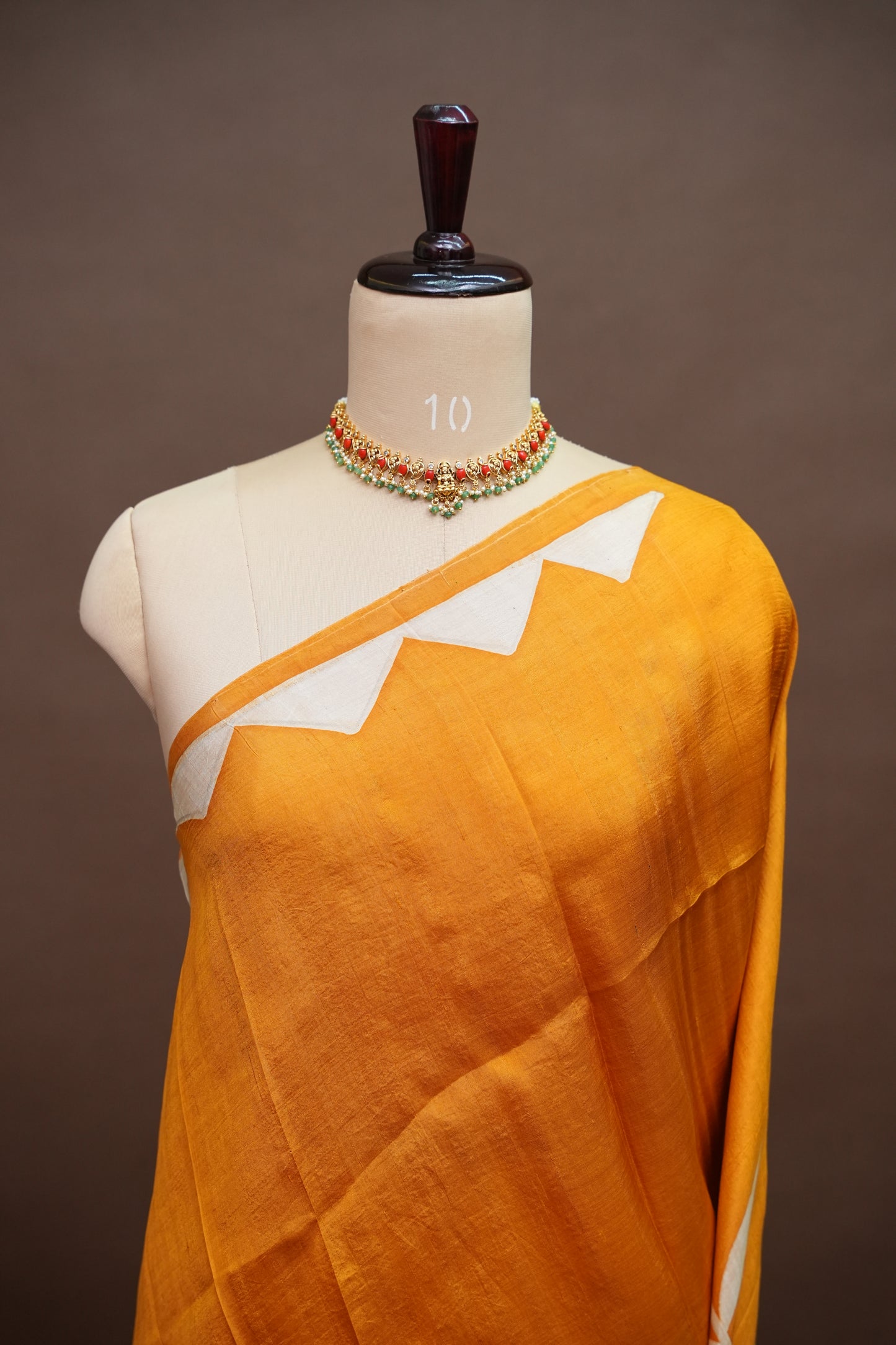 Pure Mulberry Silk Saree in Mustard Yellow with Floral Batik Print | Silk Mark Certified