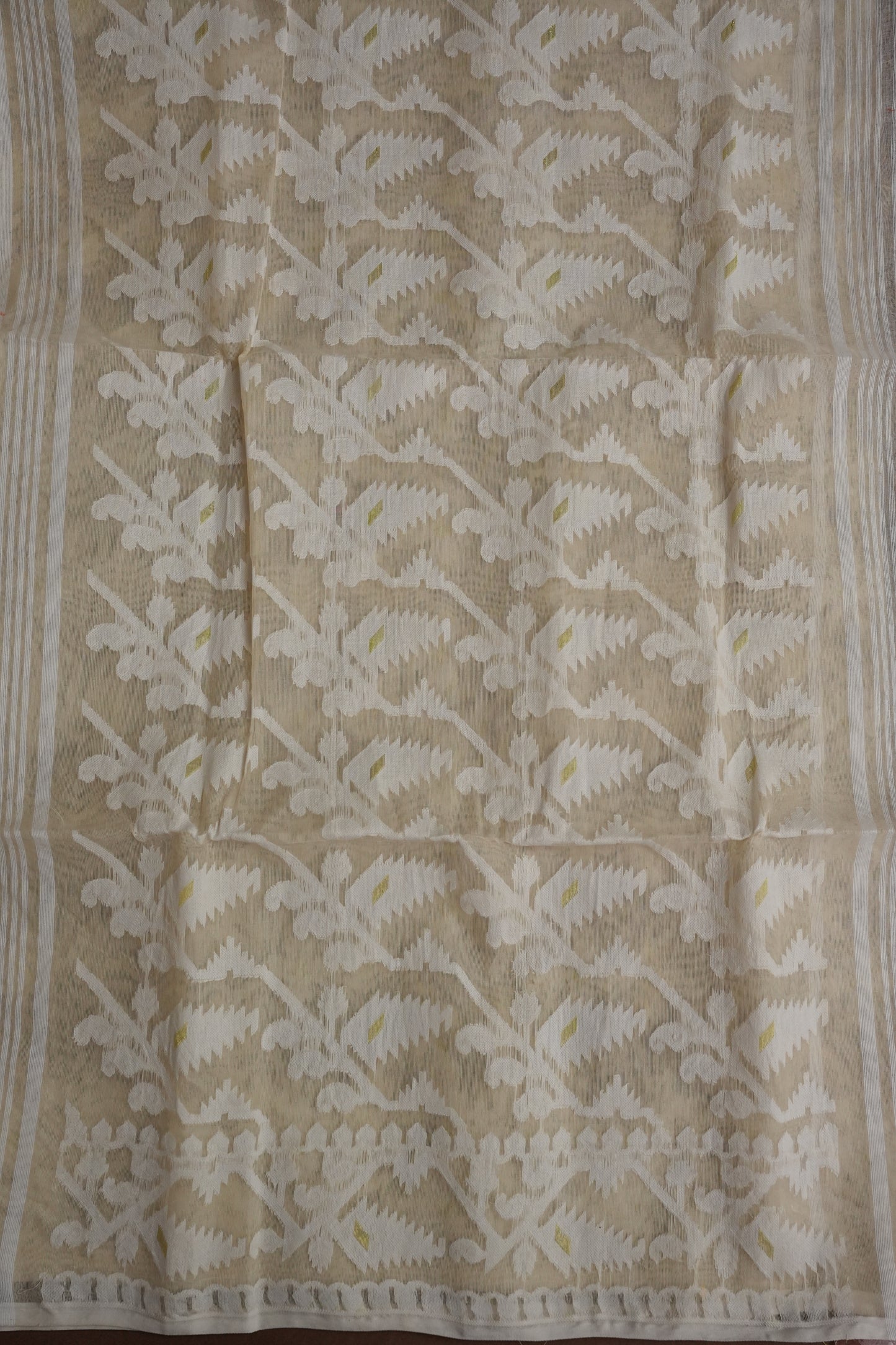 Handloom Jamdani Cotton Saree - Beige