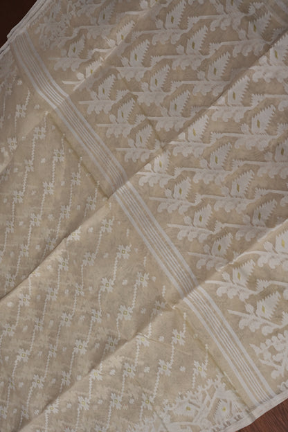 Handloom Jamdani Cotton Saree - Beige