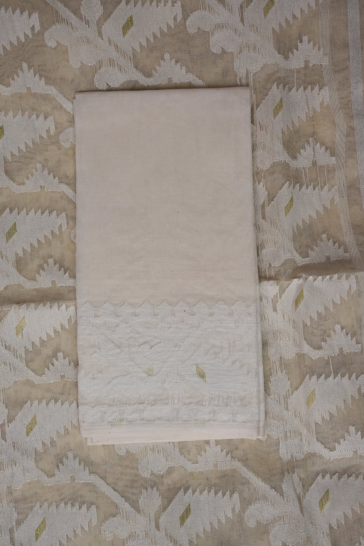Handloom Jamdani Cotton Saree - Beige