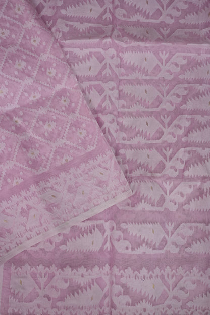 Handloom Jamdani Cotton Saree – Baby Pink