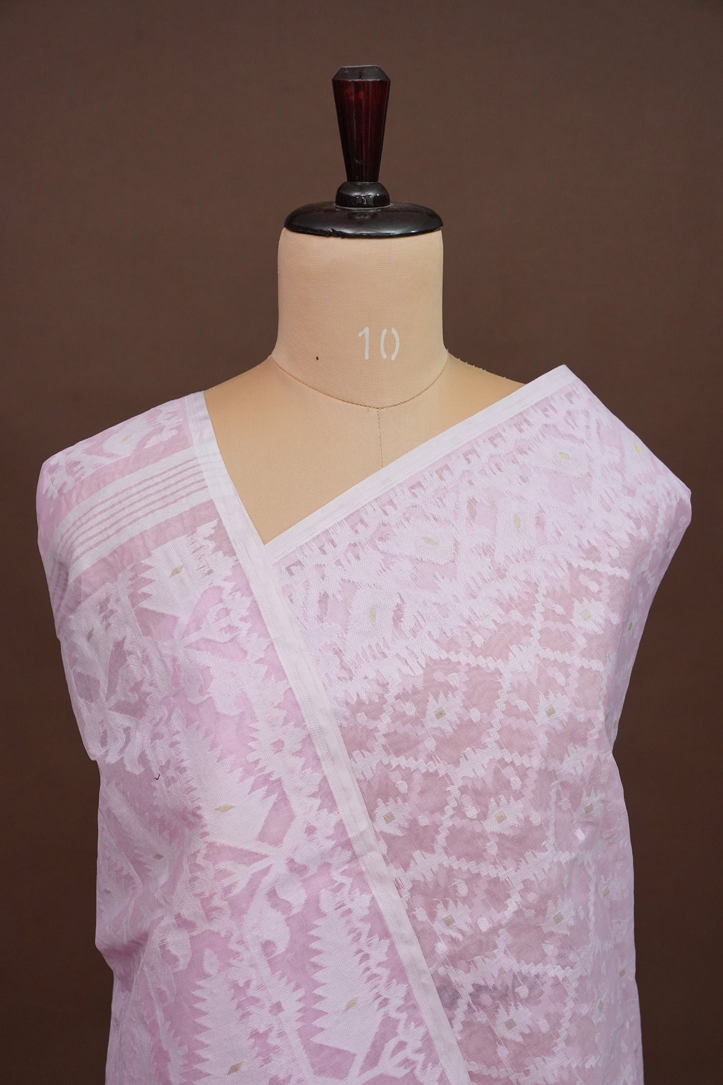 Handloom Jamdani Cotton Saree – Baby Pink