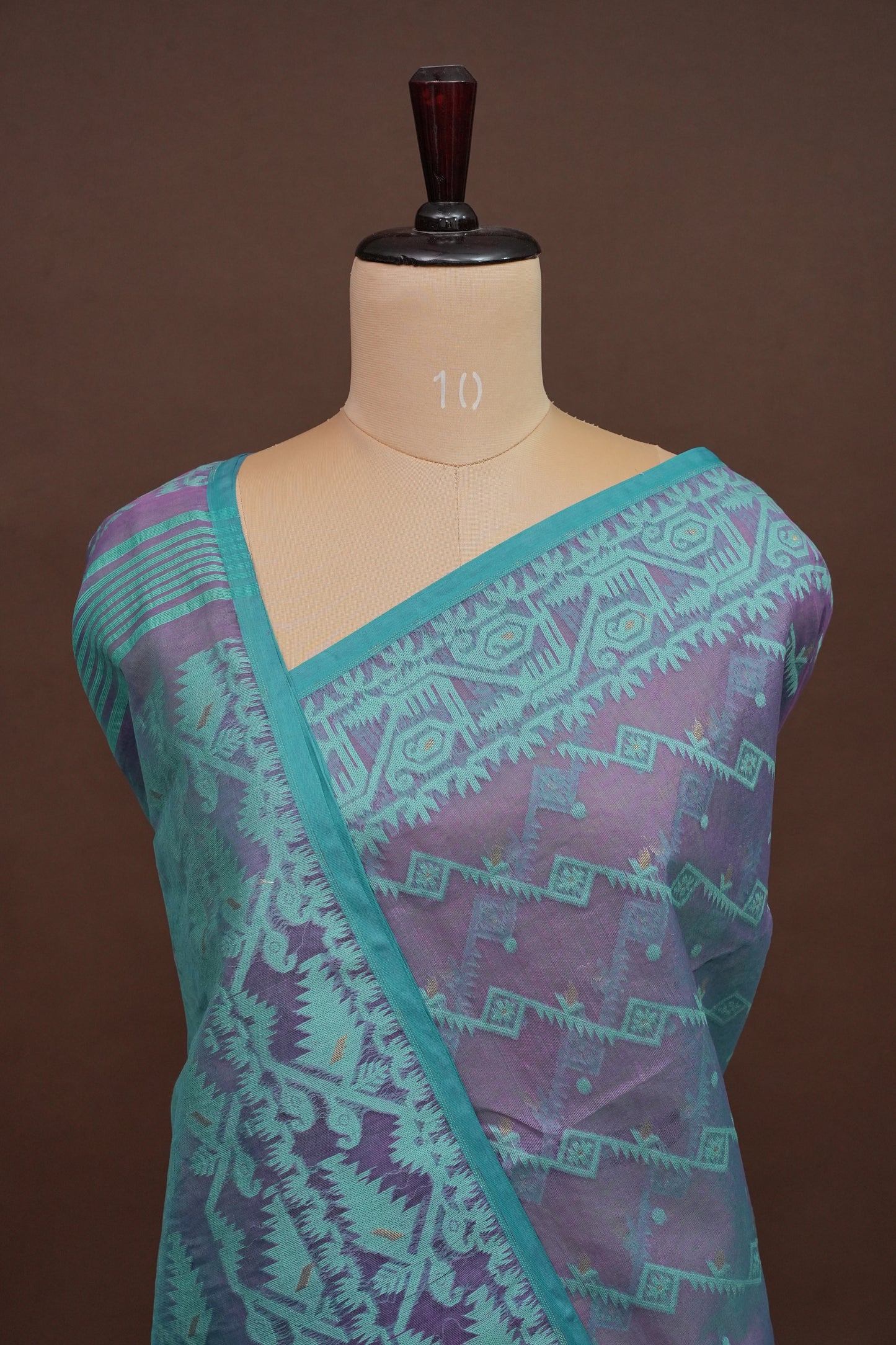 Handloom Jamdani Cotton Saree - Purple & Blue